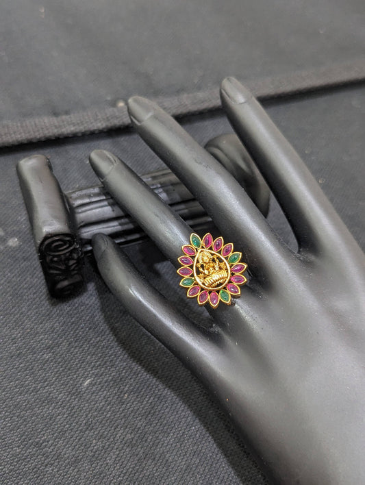Goddess Lakshmi Teardrop Kemp adjustable Finger rings