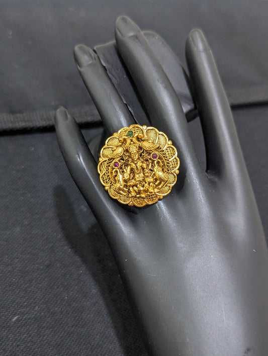 Goddess Lakshmi Large Antique adjustable Finger ring