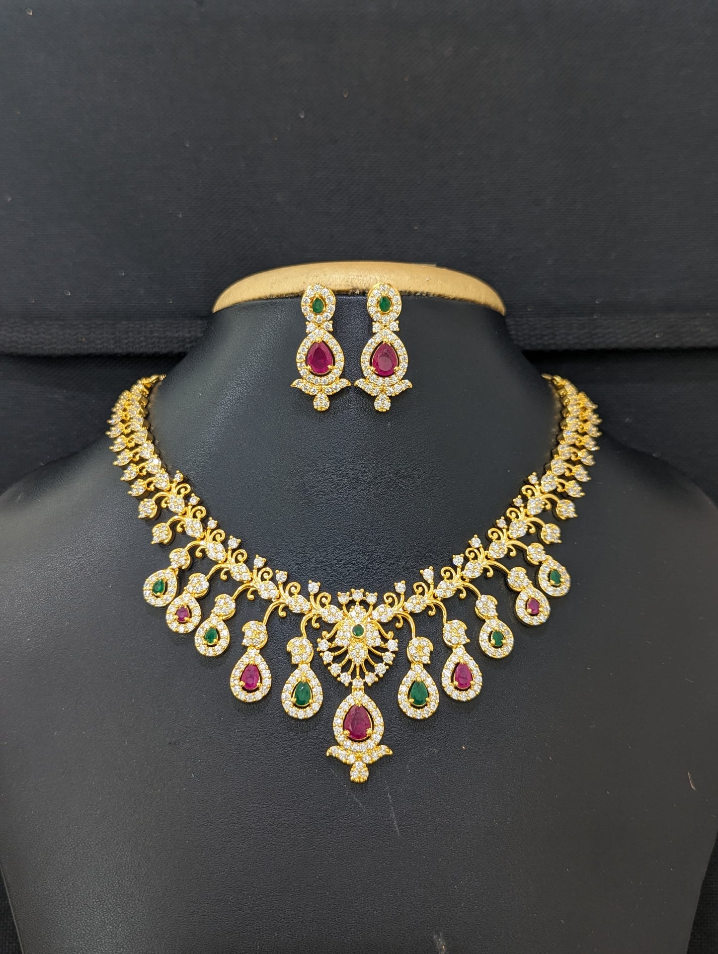 One gram gold plated Statement Choker Set - Design 10