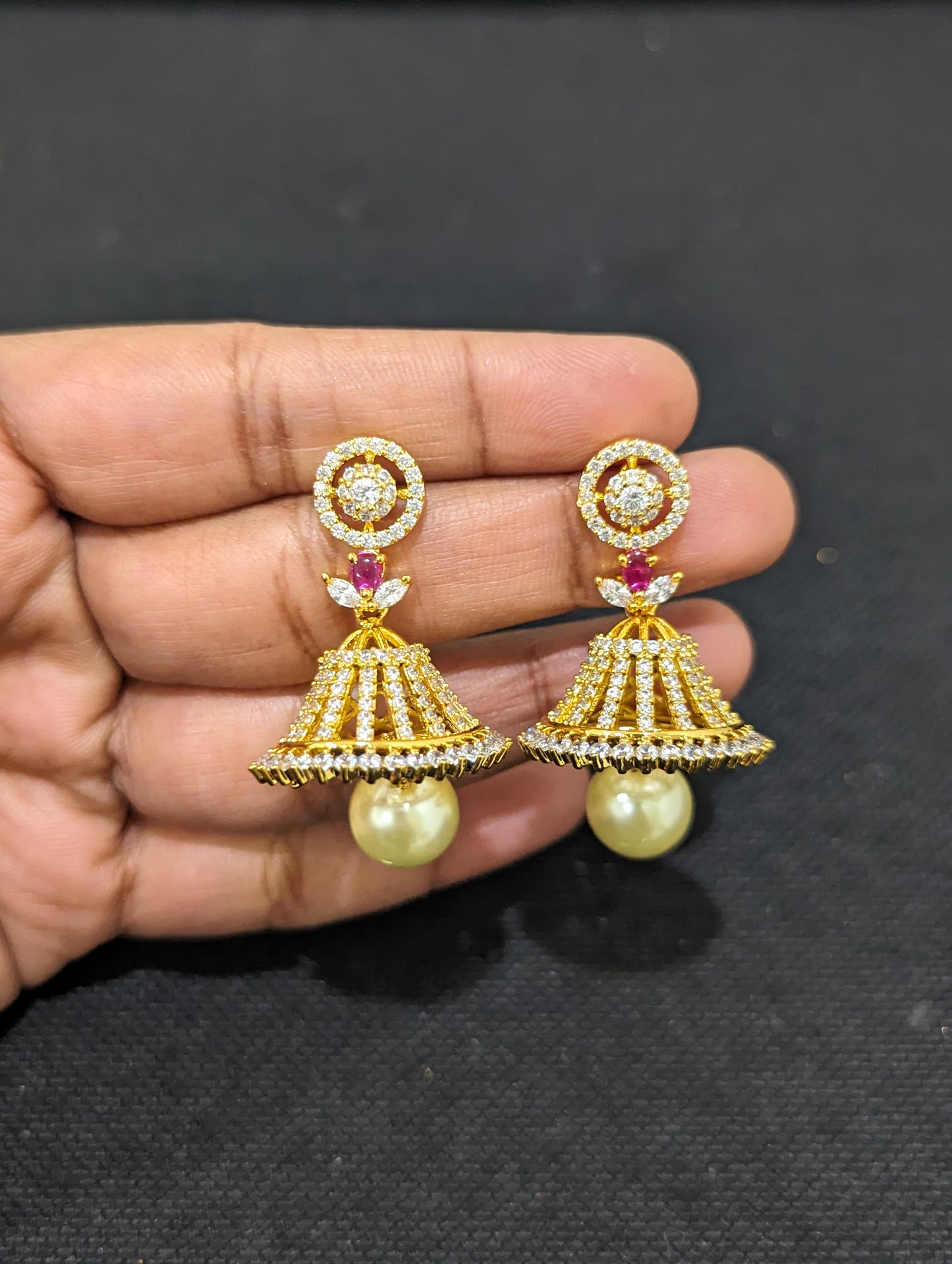 Peacock design One gram gold plated CZ Long Haram Set