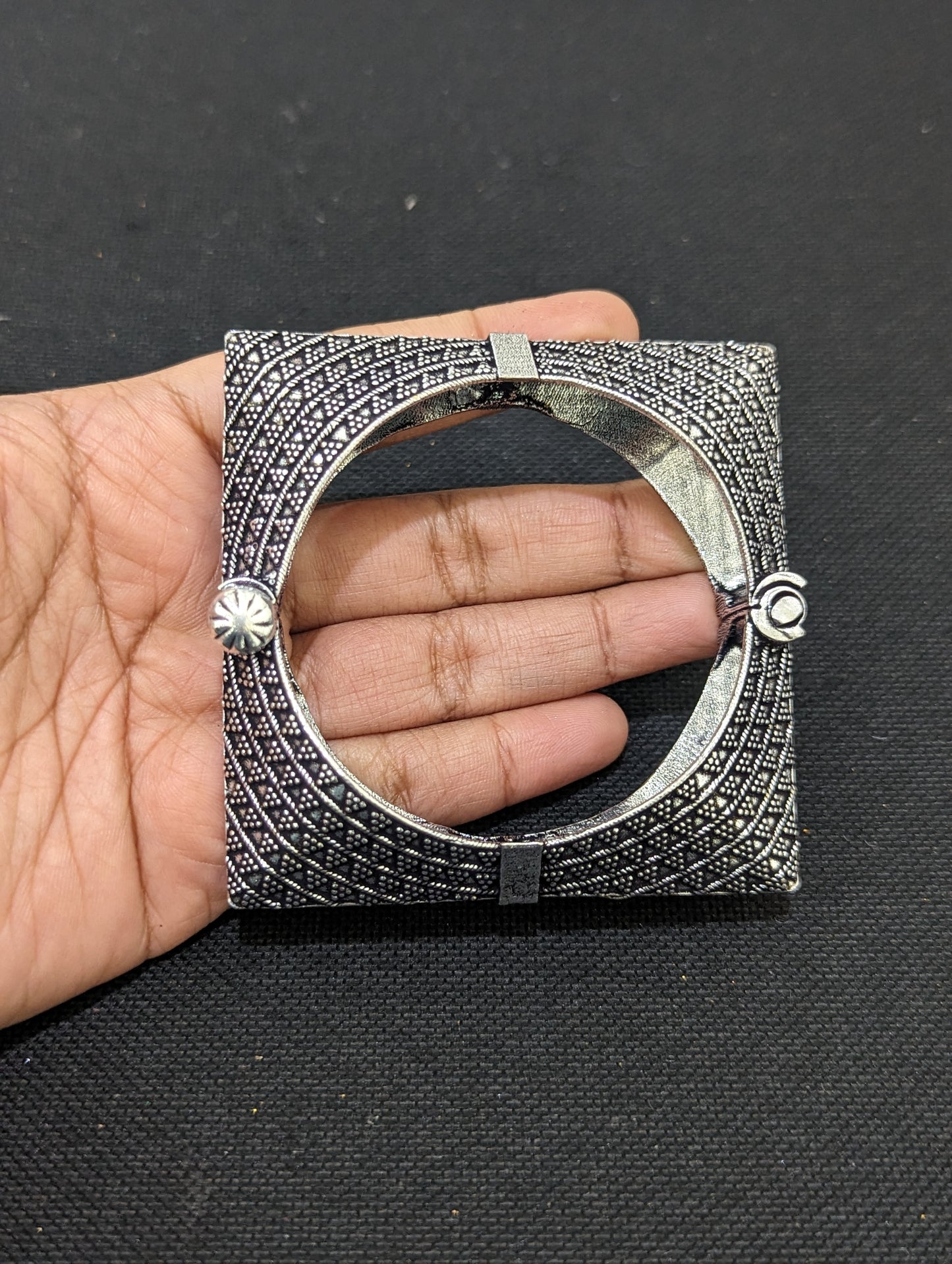 Oxidized silver Square kada