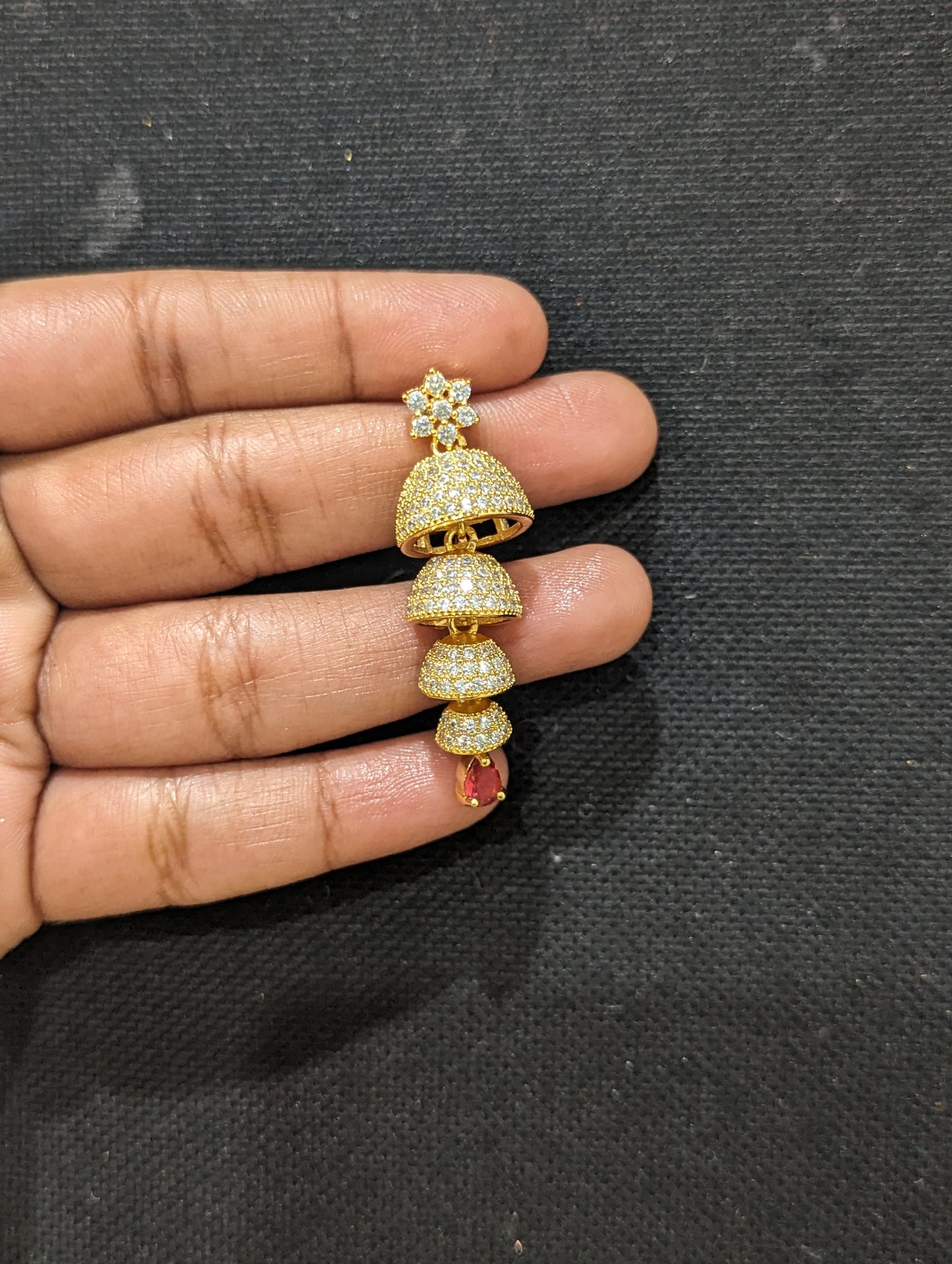 4 layer Mini Jhumka CZ Earrings