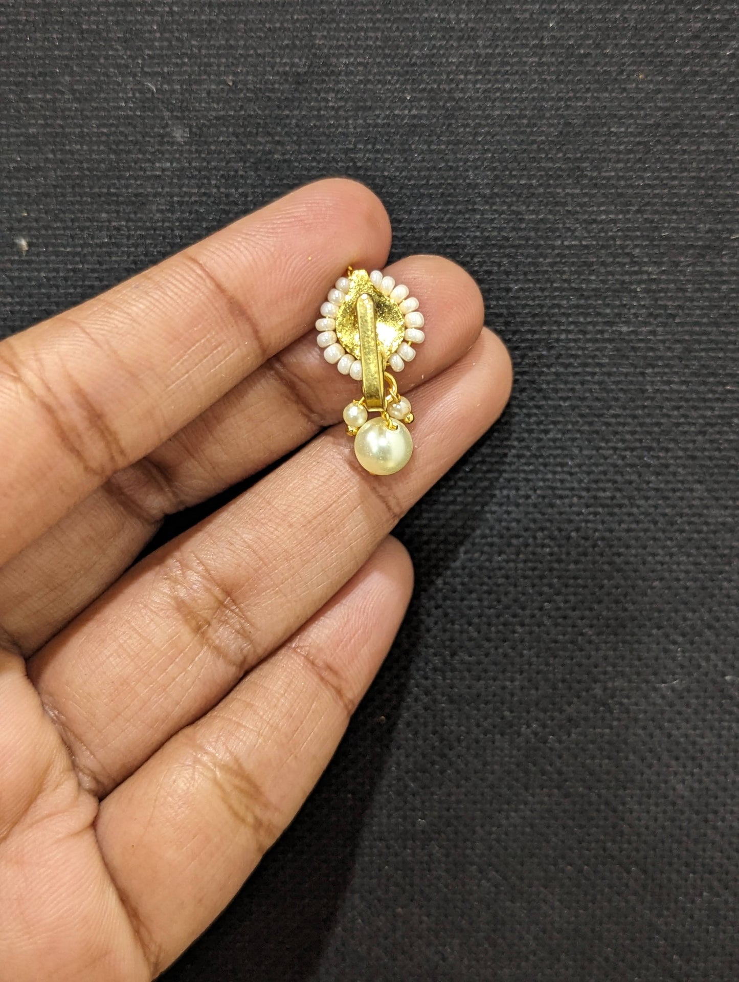 Kundan stone Clip on Nose Pin - Round design