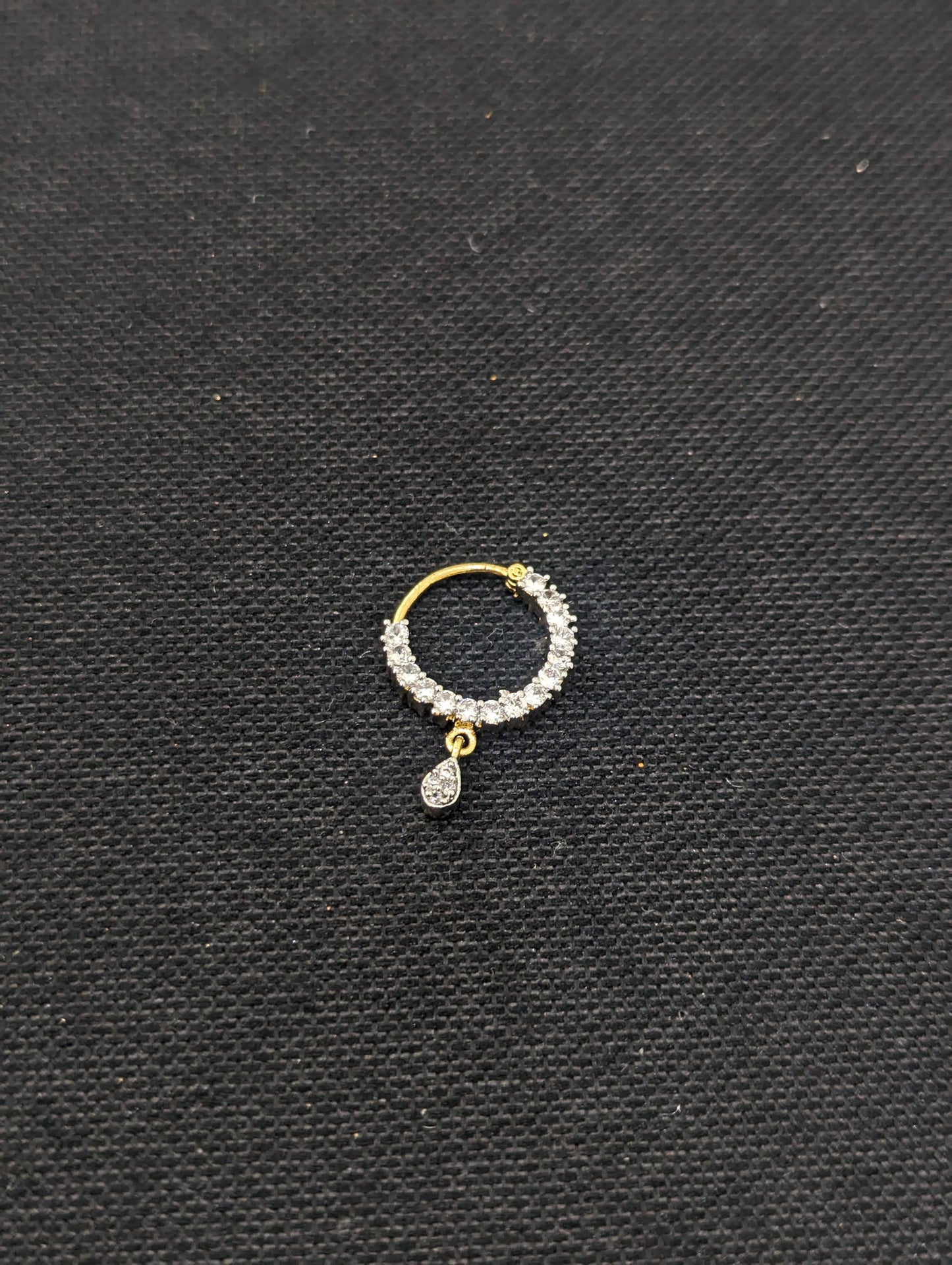 CZ stone Nose ring for pierced nose - Size 2