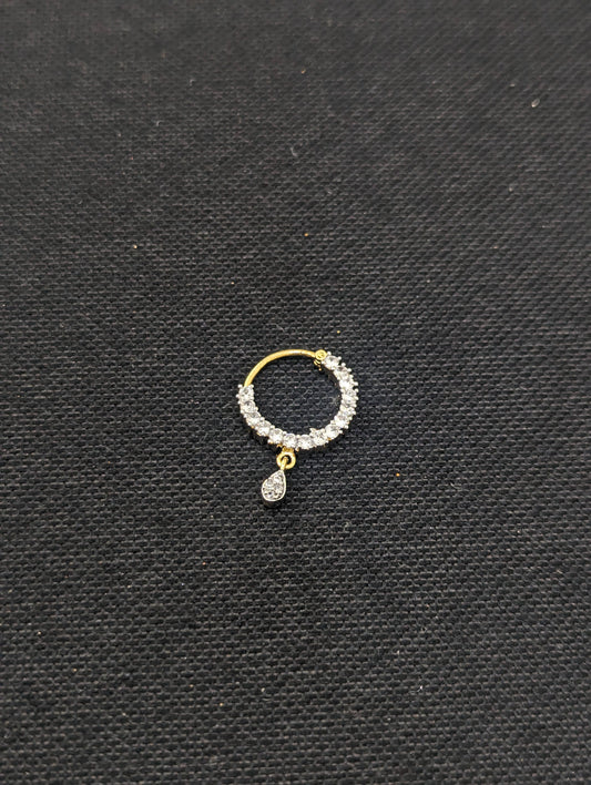 CZ stone Nose ring for pierced nose - Size 2