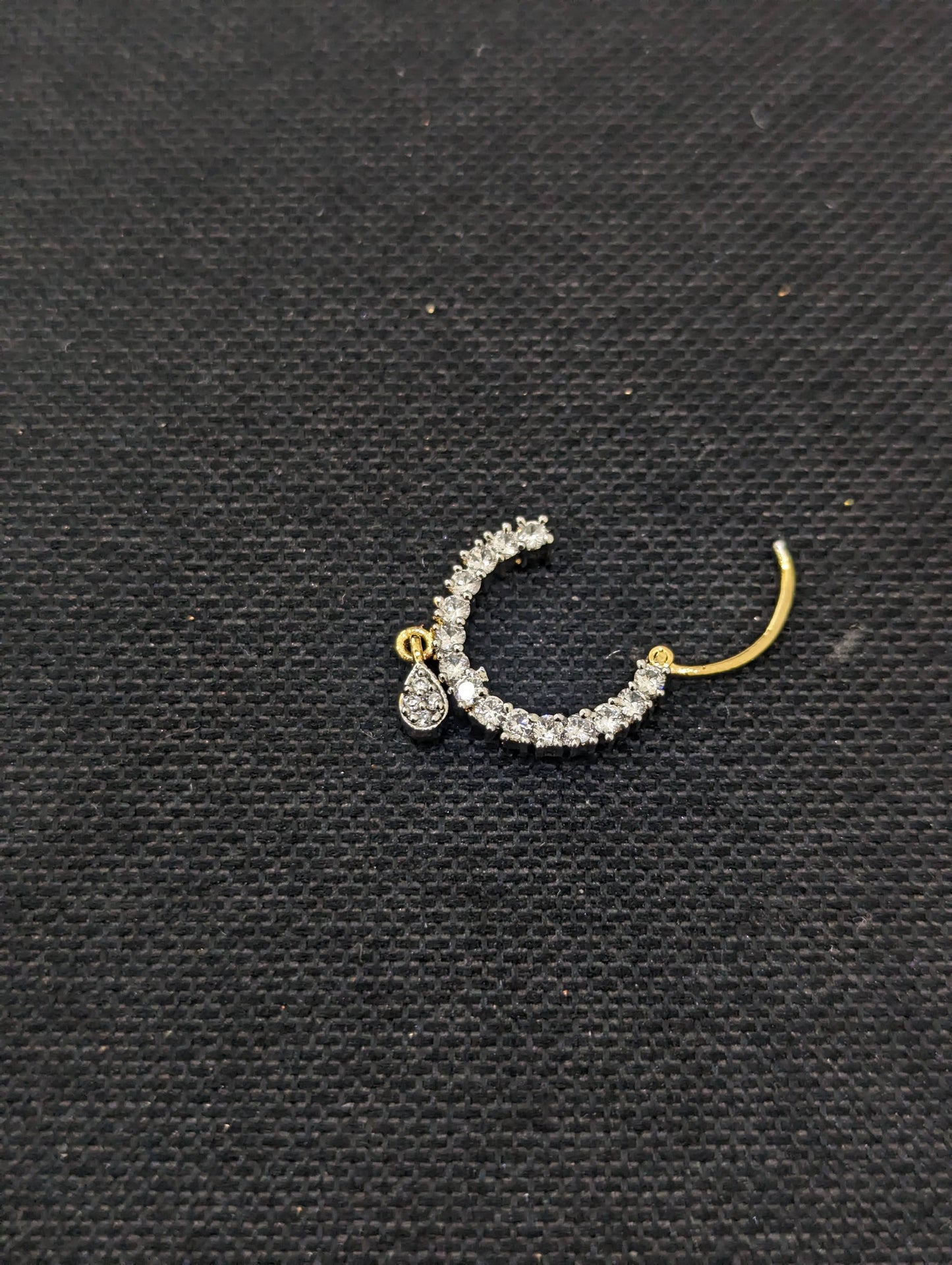 CZ stone Nose ring for pierced nose - Size 2