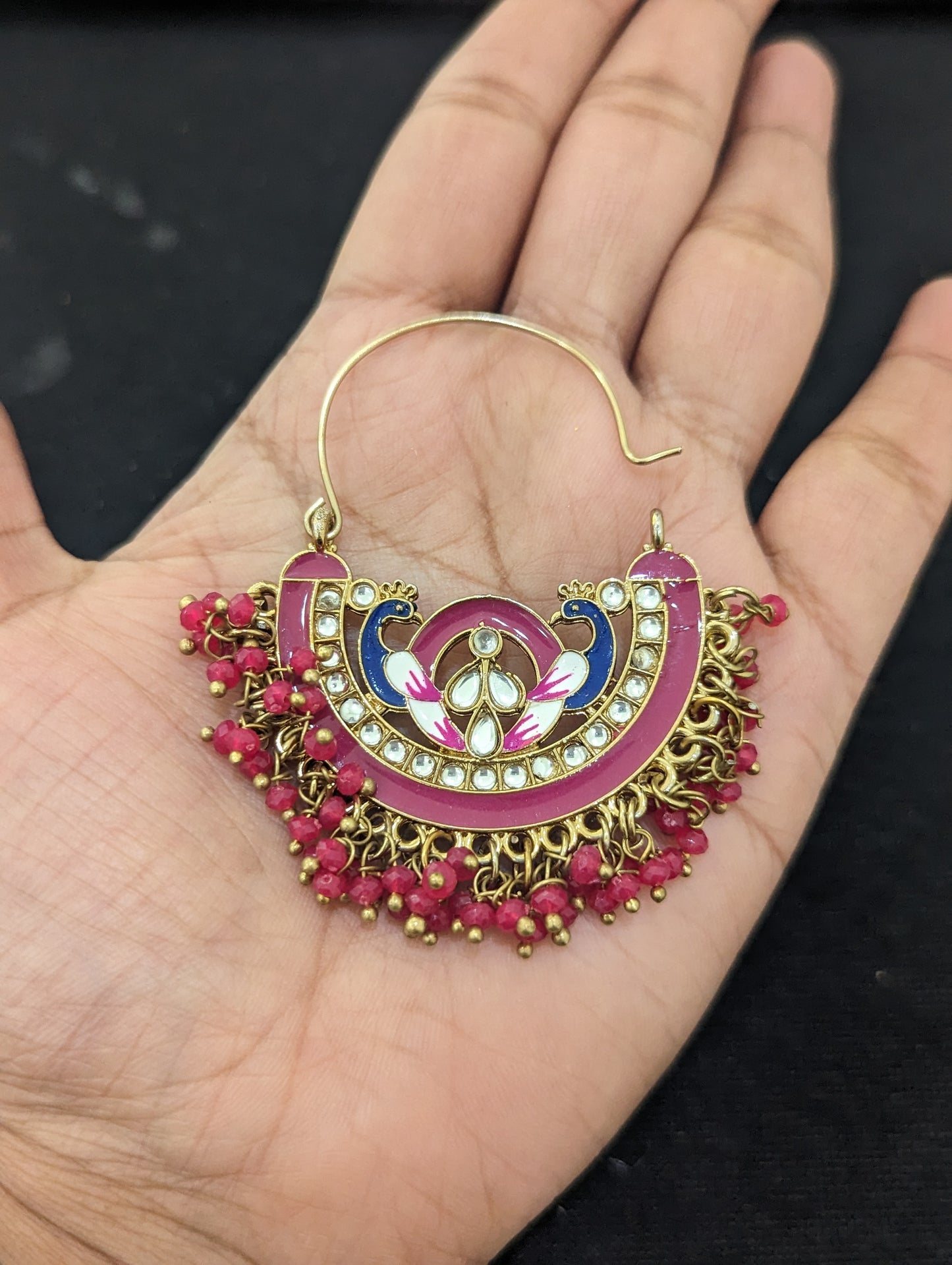 Mehandi gold plated Large hoop earrings