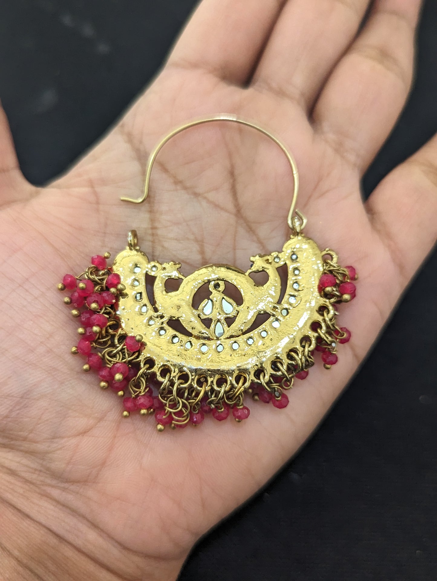 Mehandi gold plated Large hoop earrings