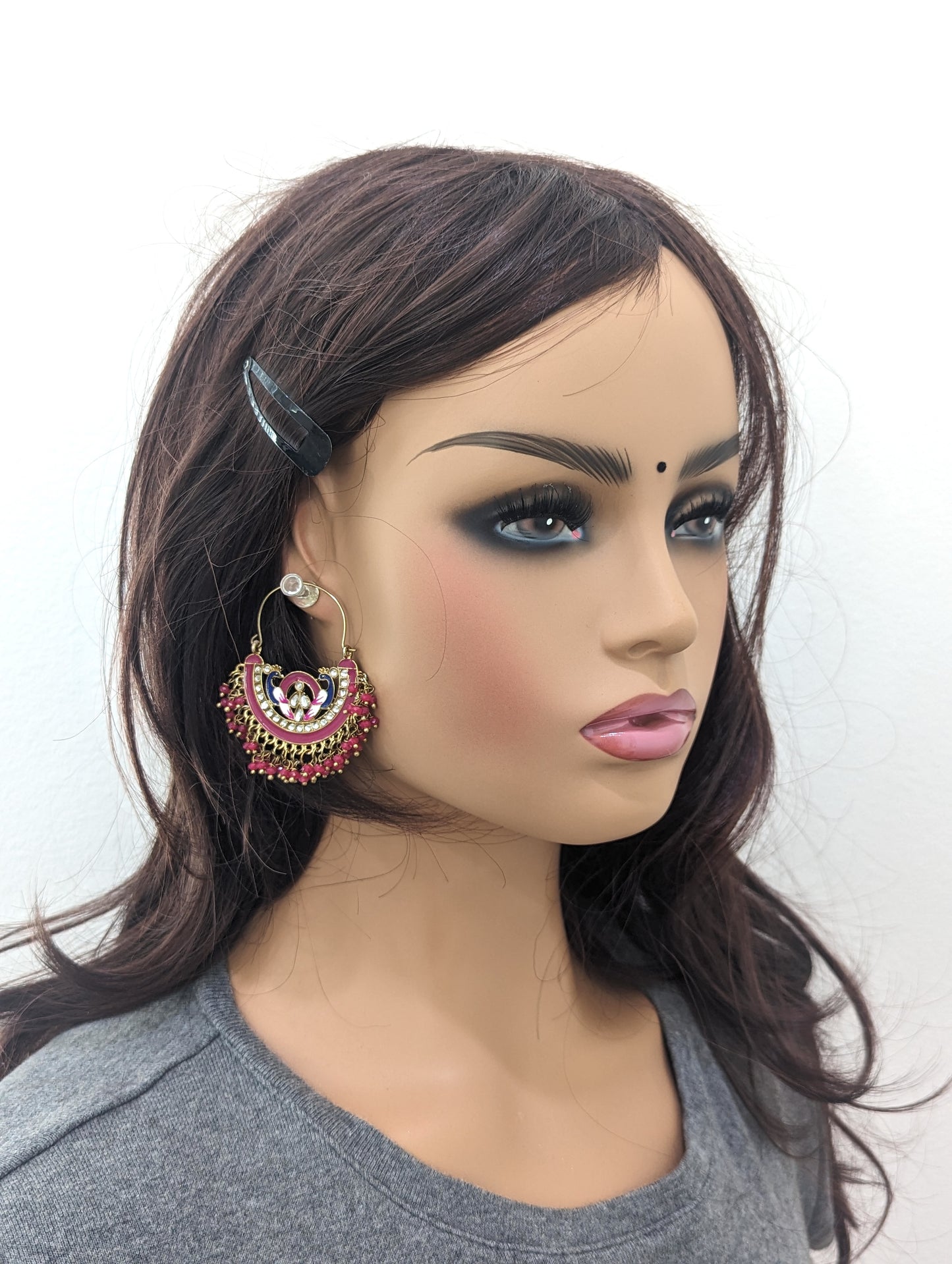 Mehandi gold plated Large hoop earrings