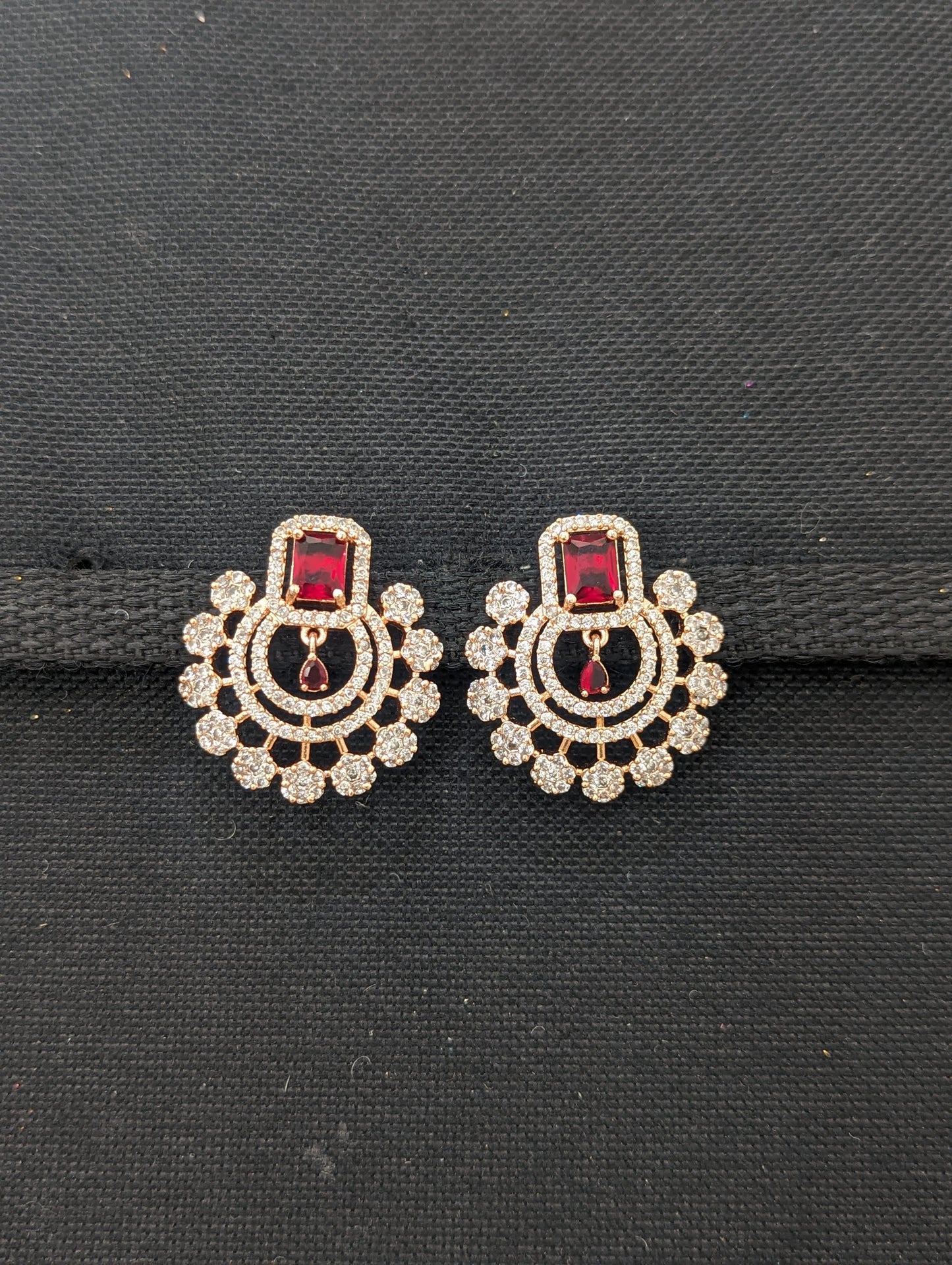 Rose gold plated Chandbali CZ earrings