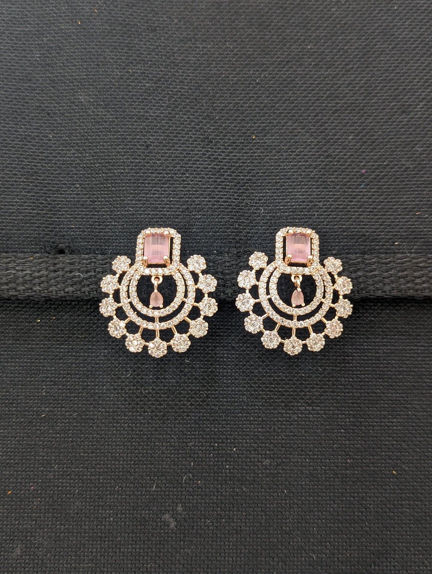 Rose gold plated Chandbali CZ earrings