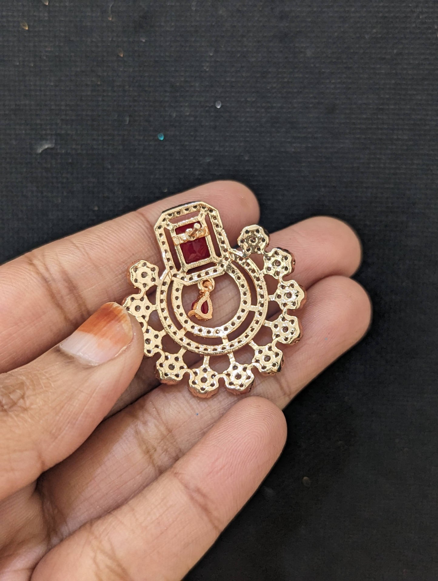 Rose gold plated Chandbali CZ earrings