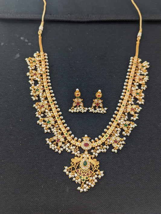 Guttapusalu Peacock Necklace and Earrings set