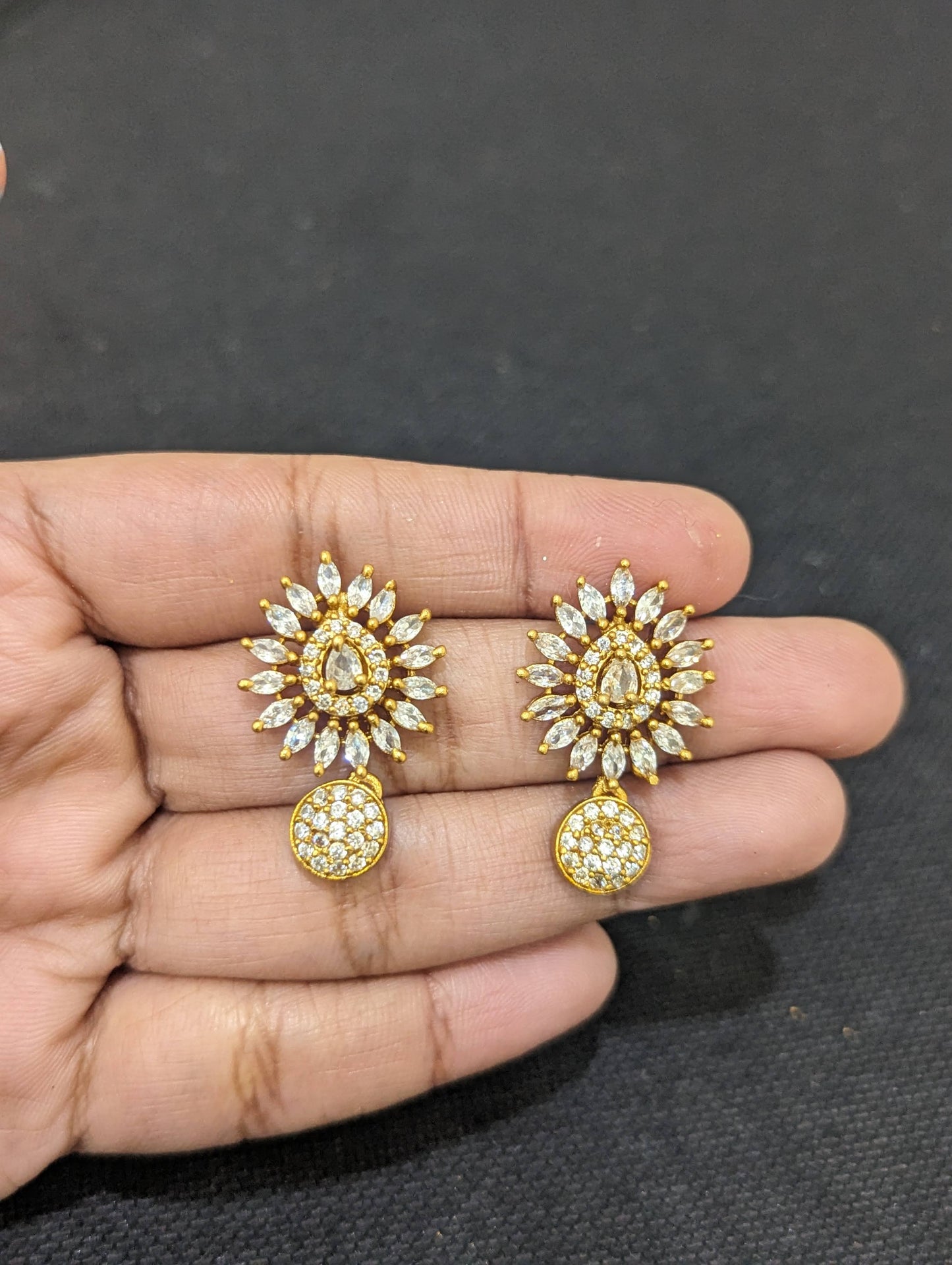 Antique Flower CZ Necklace and Earrings set