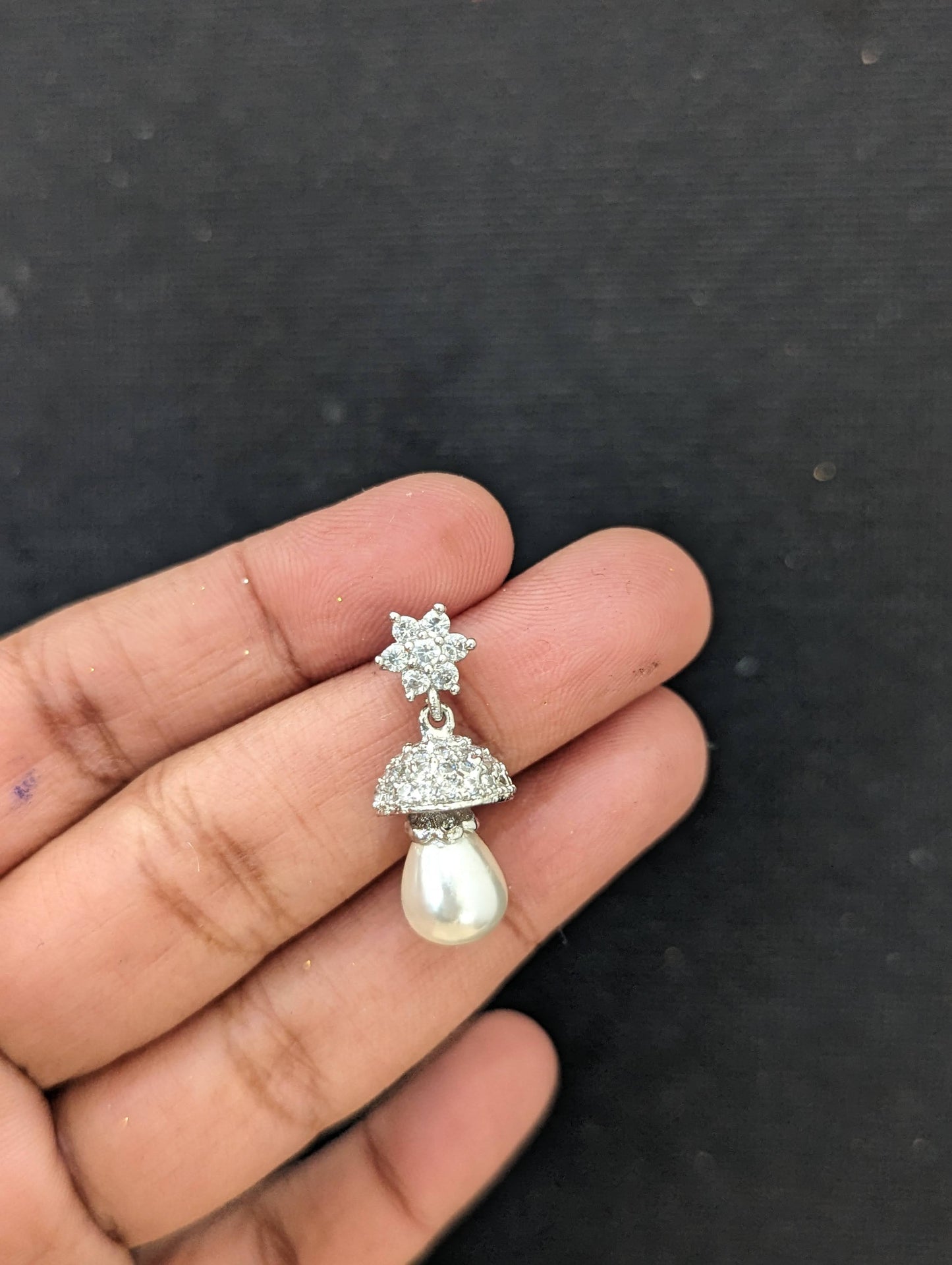 Small CZ Jhumka earrings - Design 16
