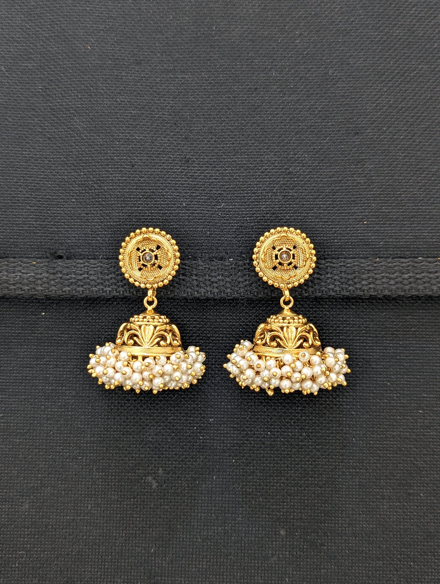 Pearl cluster Gold plated Jhumka Earrings