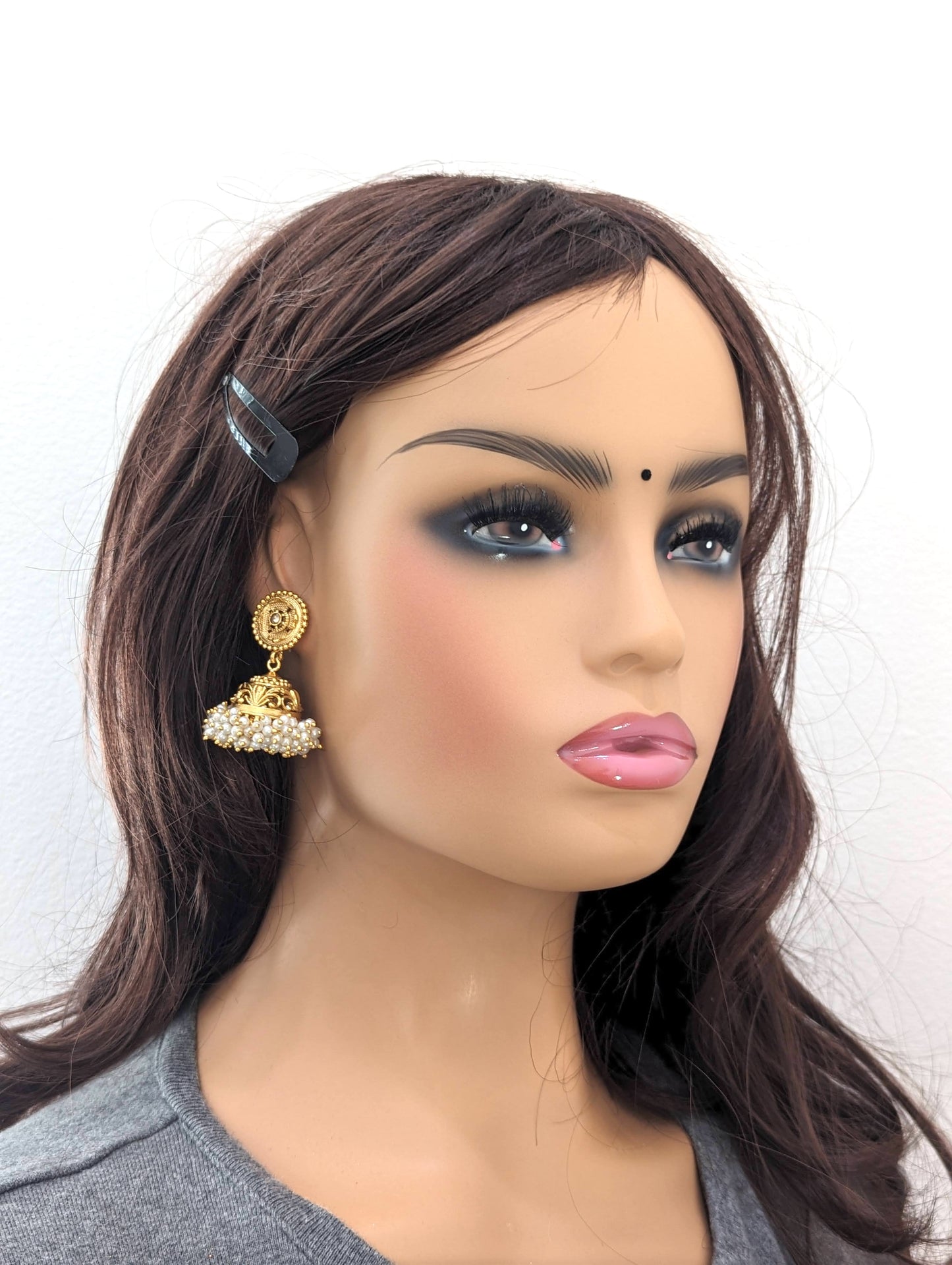 Pearl cluster Gold plated Jhumka Earrings