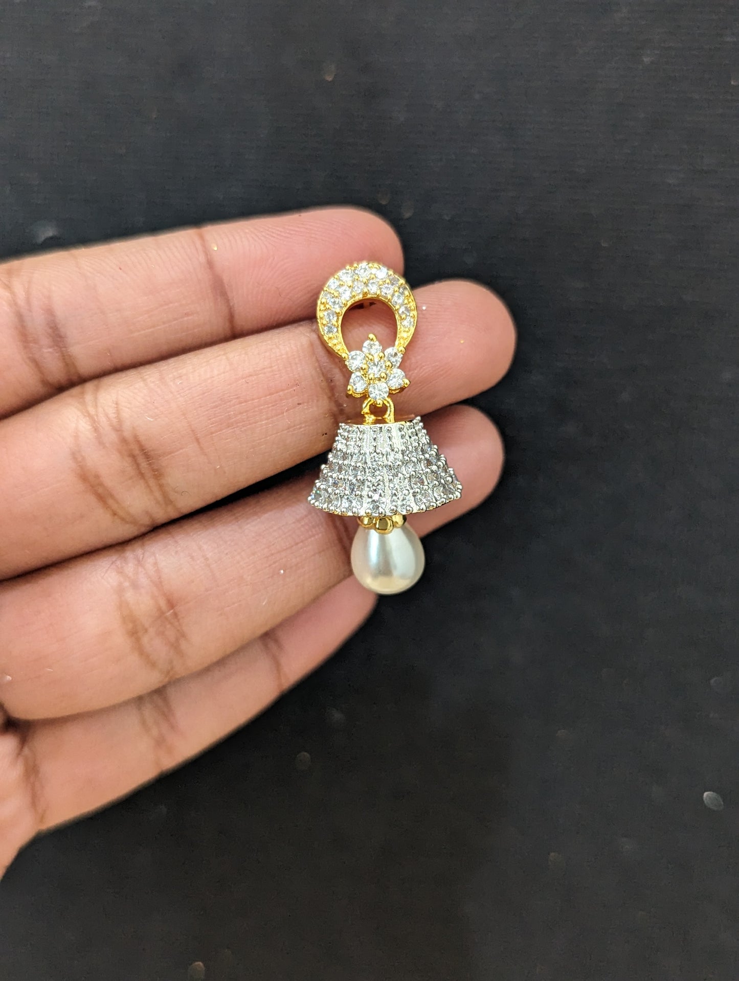 Small CZ Jhumka earrings - Design 17