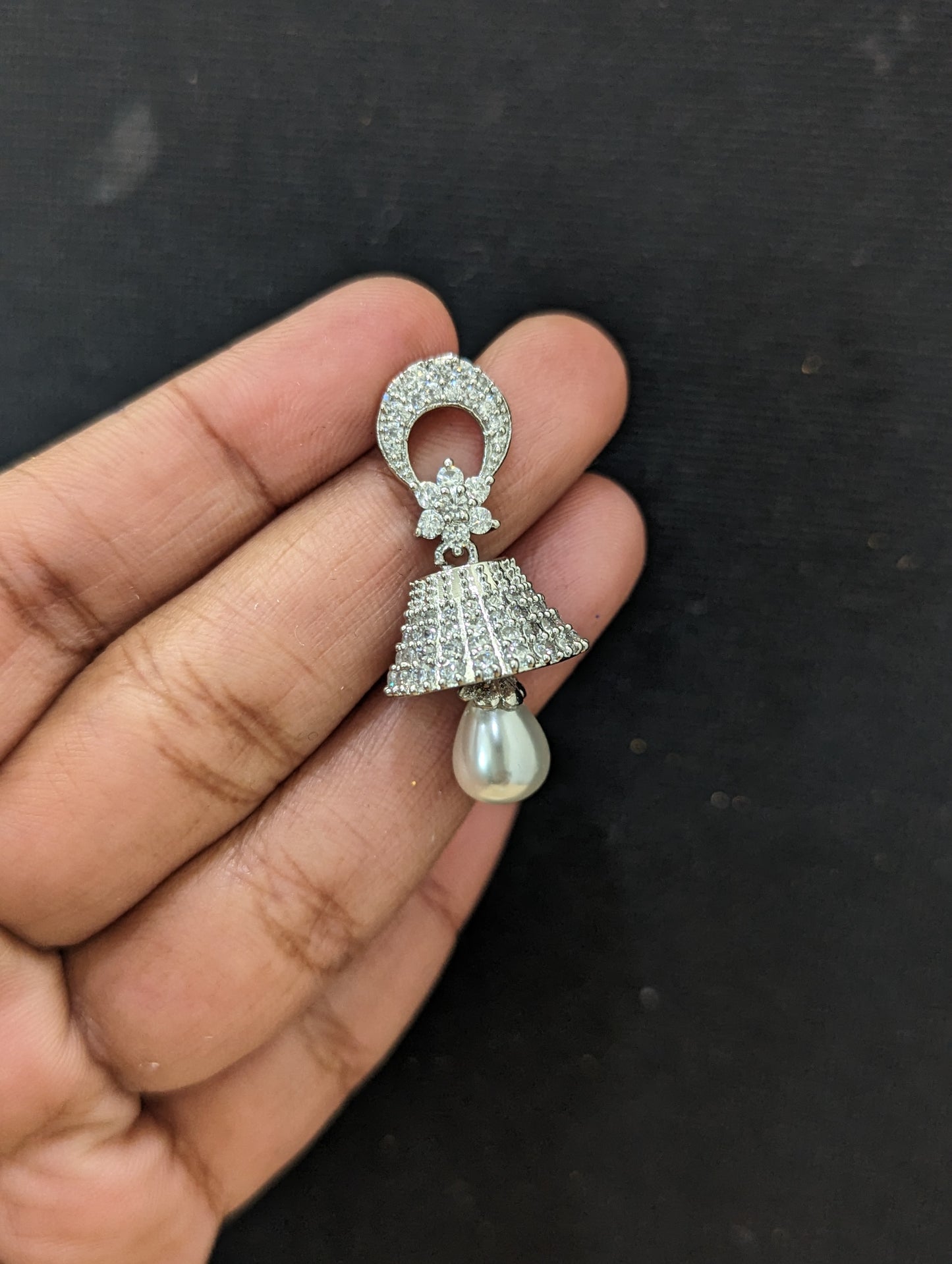 Small CZ Jhumka earrings - Design 17