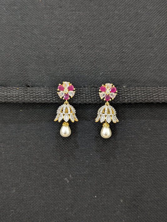 Flower CZ Jhumka earrings