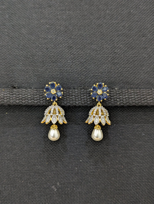 Flower CZ Jhumka earrings