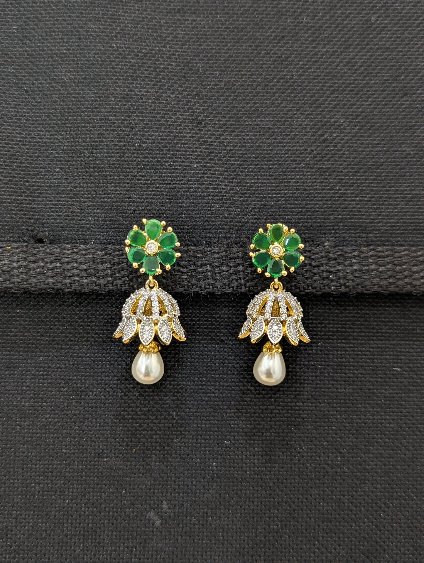 Flower CZ Jhumka earrings