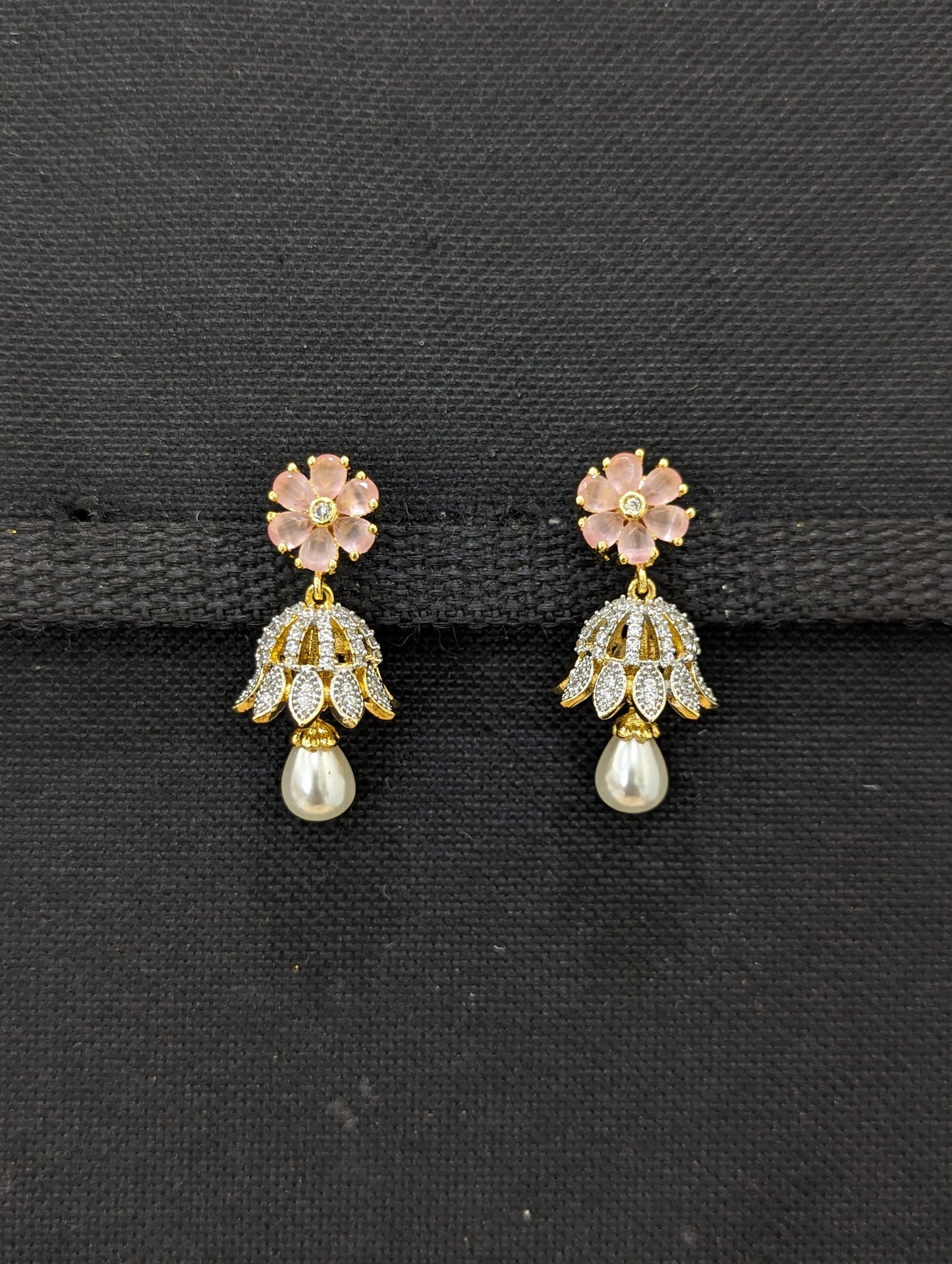 Flower CZ Jhumka earrings