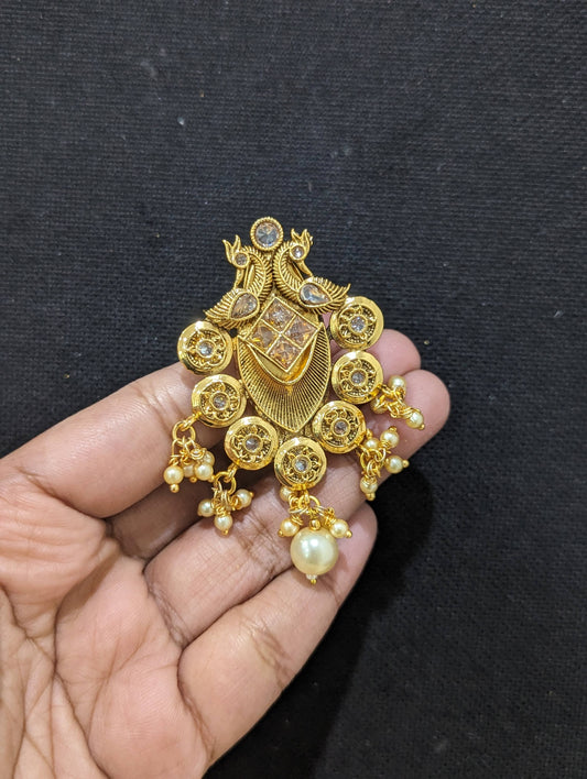 Gold plated Peacock design Saree Brooch