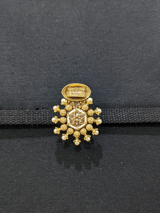Gold plated Pearl surrounded Saree Brooch