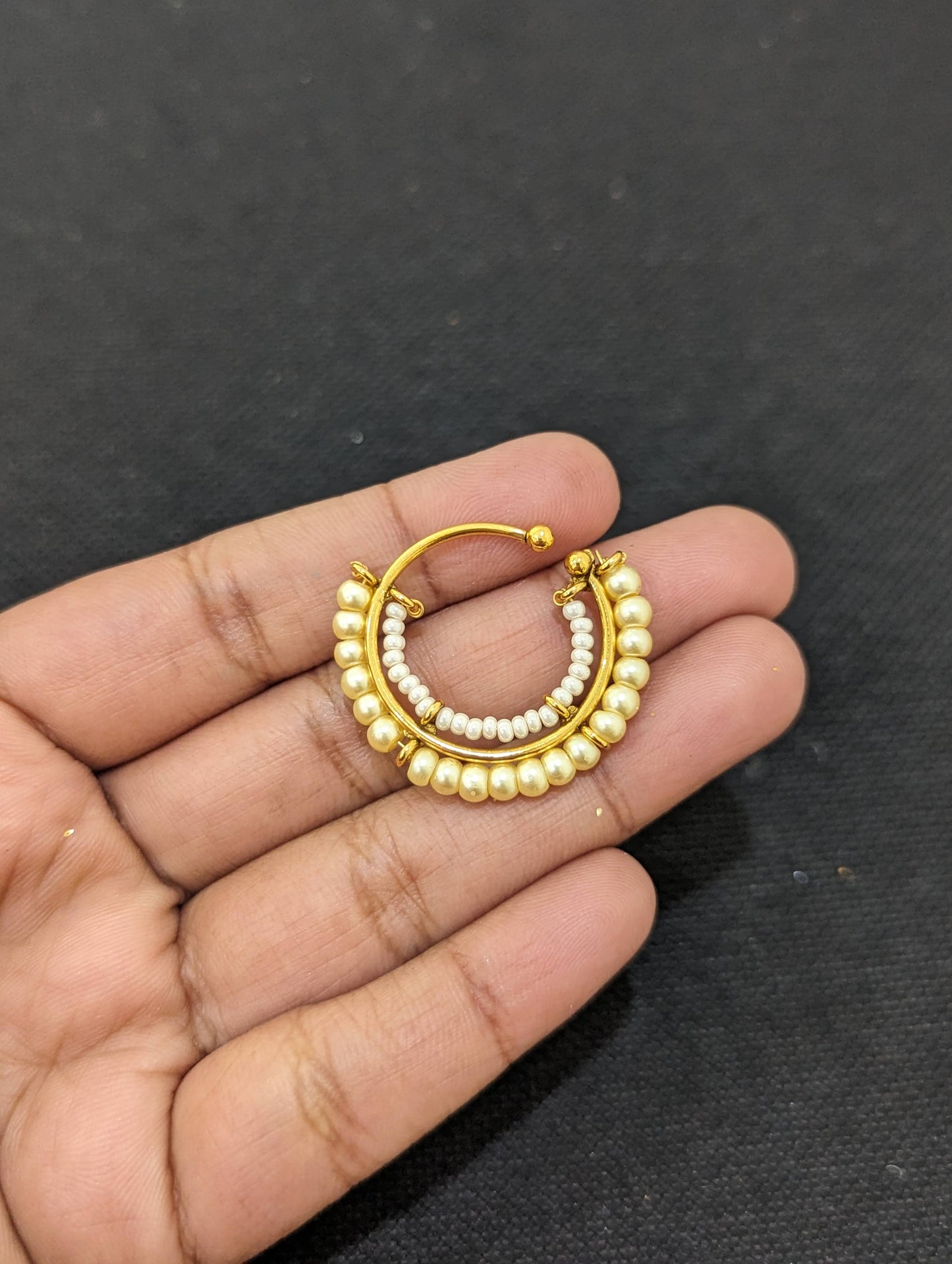 Faux pearl gold plated Indian Nose Ring