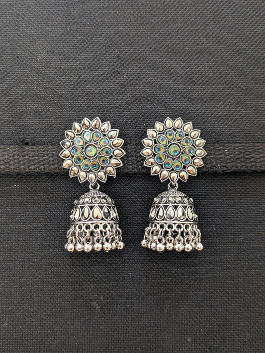 Unique Antique silver plated jhumka earrings
