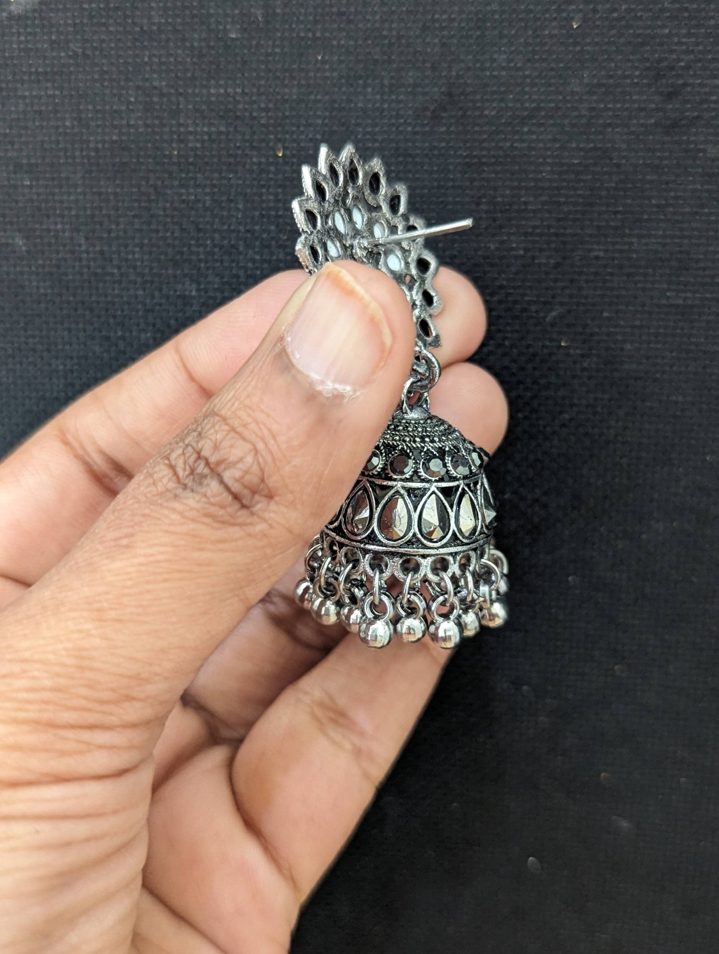 Unique Antique silver plated jhumka earrings