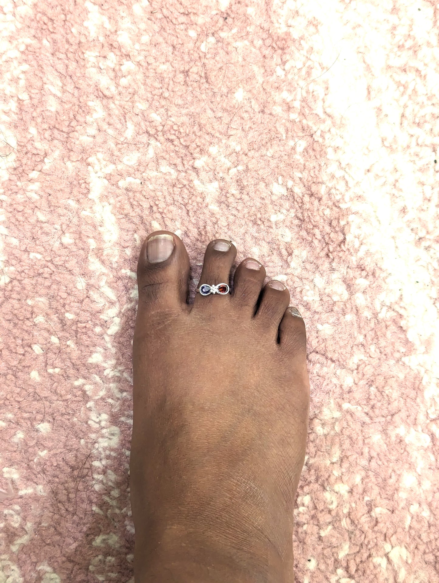Bright silver CZ adjustable Toe Rings - D3