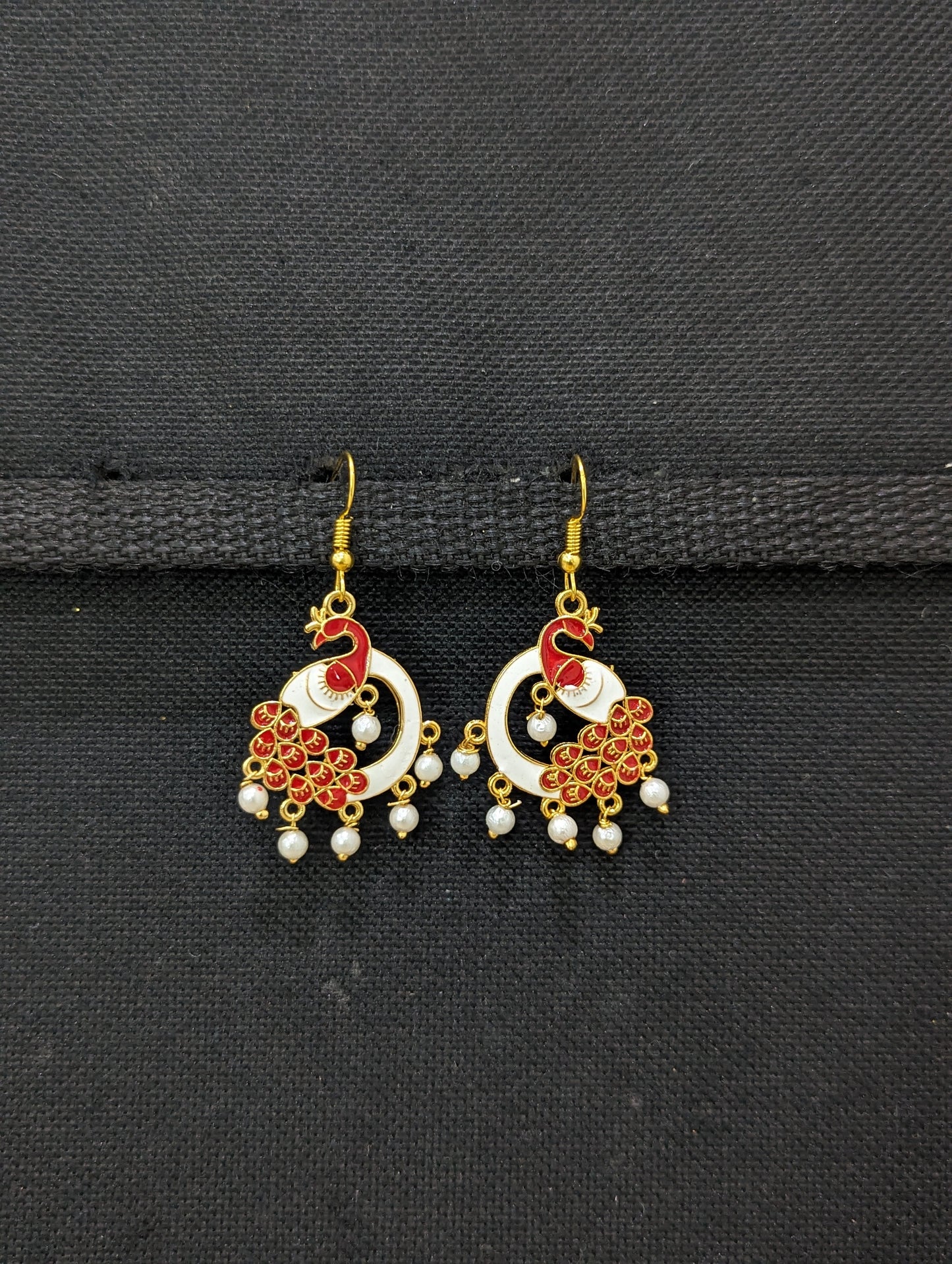 Peacock meenakari hook drop Earrings
