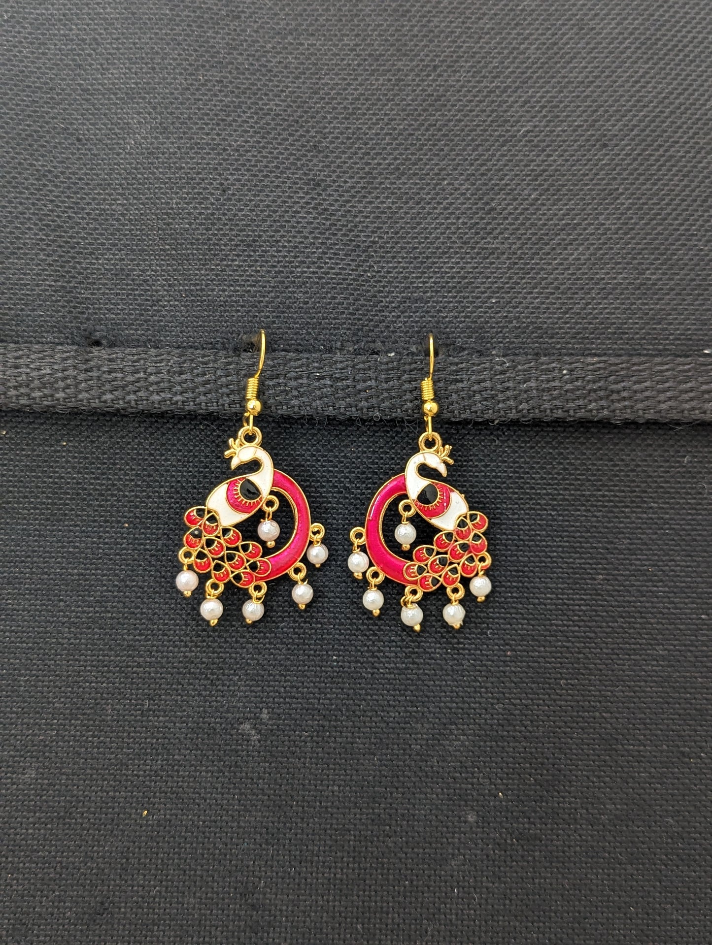 Peacock meenakari hook drop Earrings - More colors