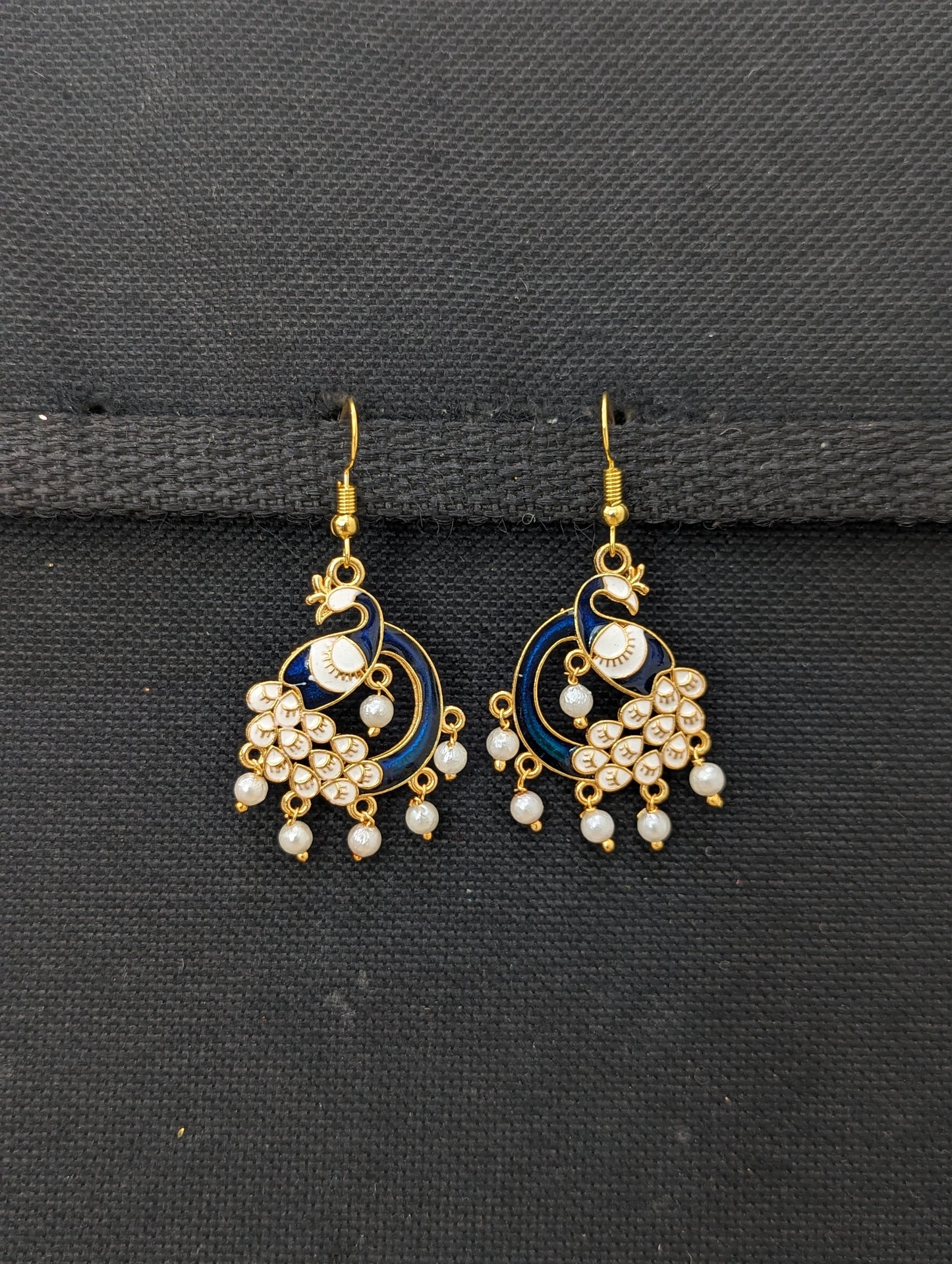 Peacock meenakari hook drop Earrings - More colors