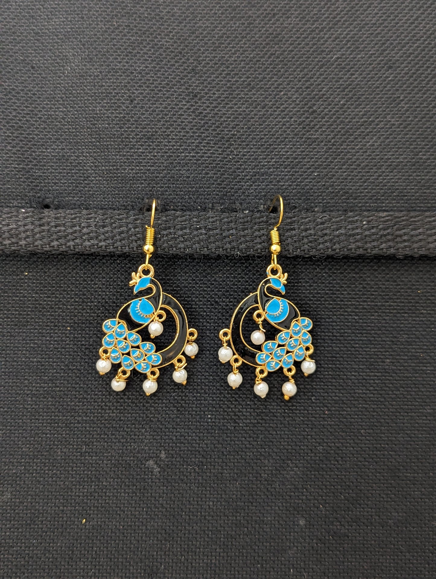 Peacock meenakari hook drop Earrings - More colors