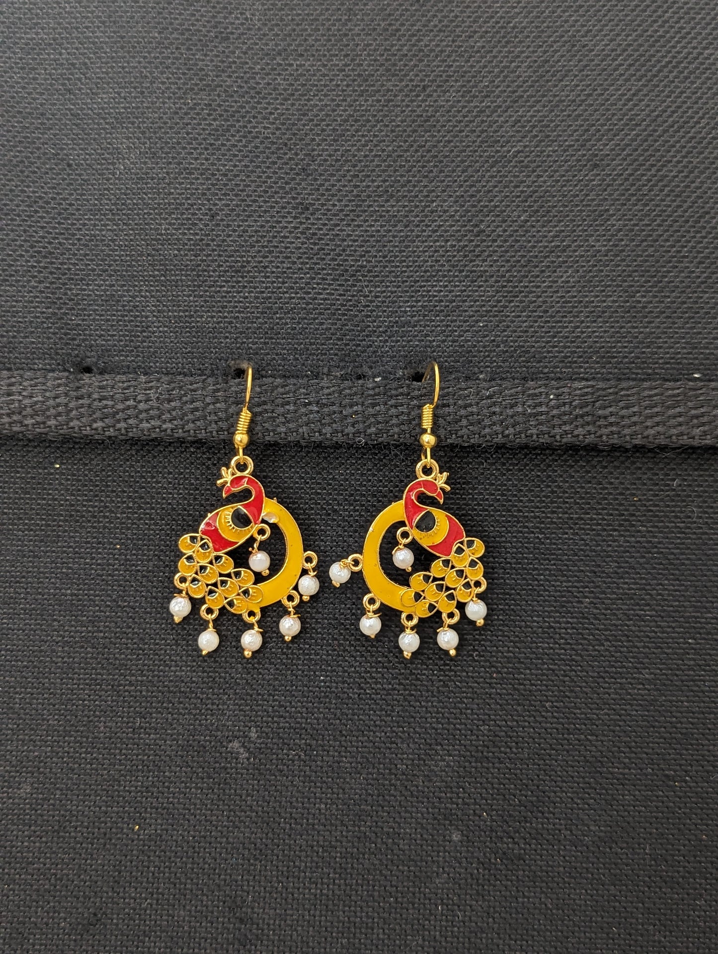 Peacock meenakari hook drop Earrings - More colors