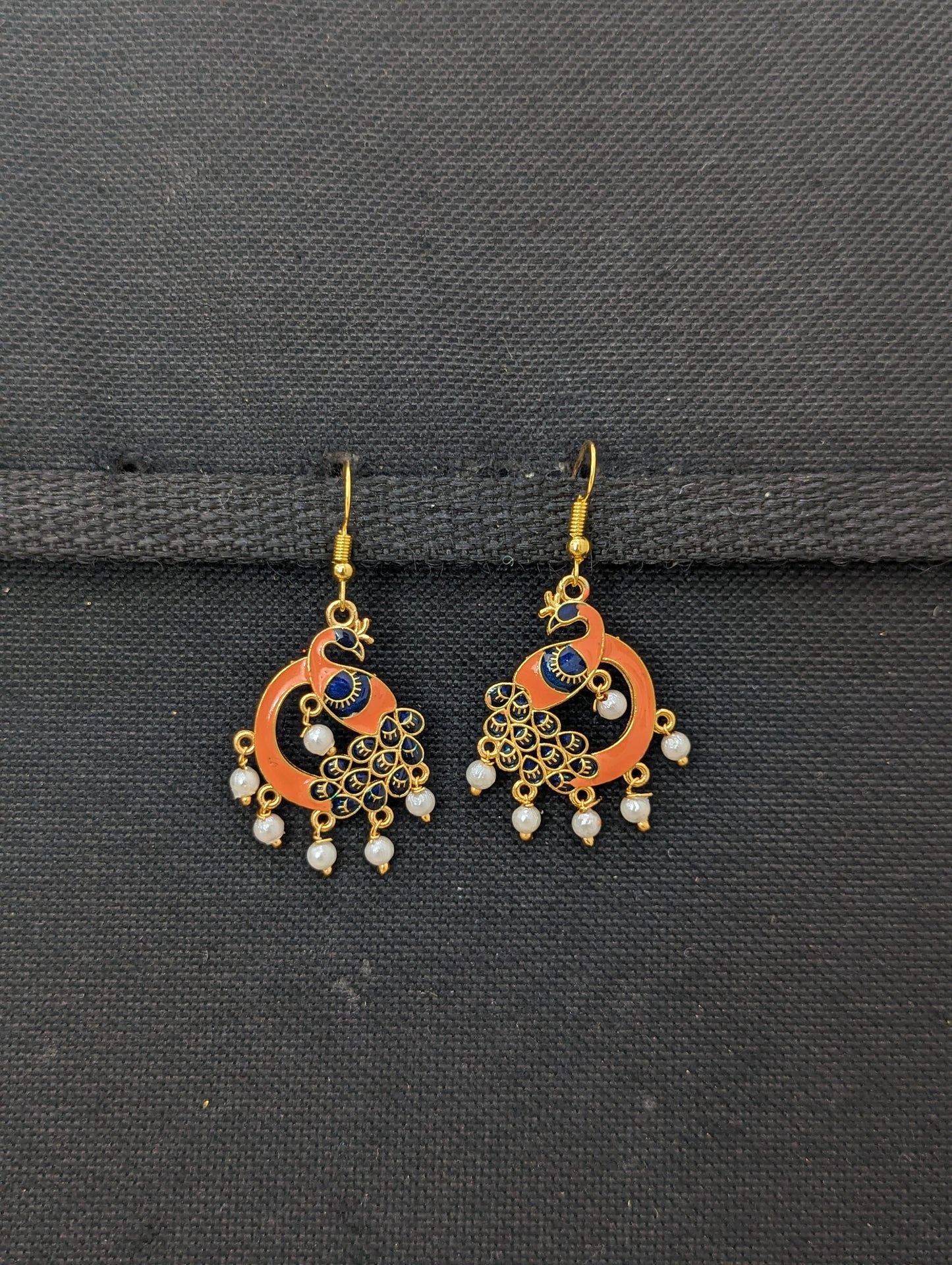 Peacock meenakari hook drop Earrings - More colors