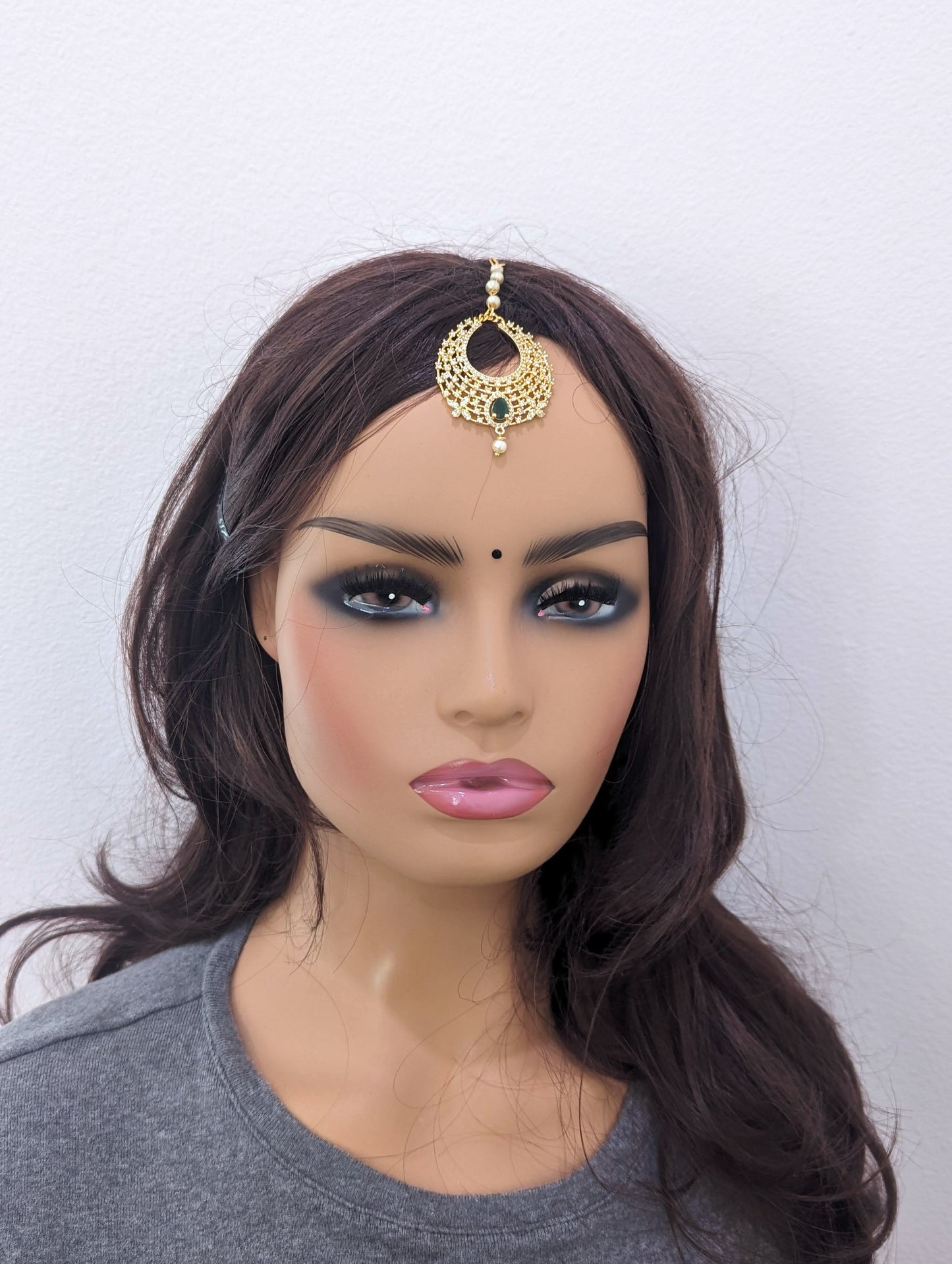 One gram gold Chandbali Teardrop Tikka