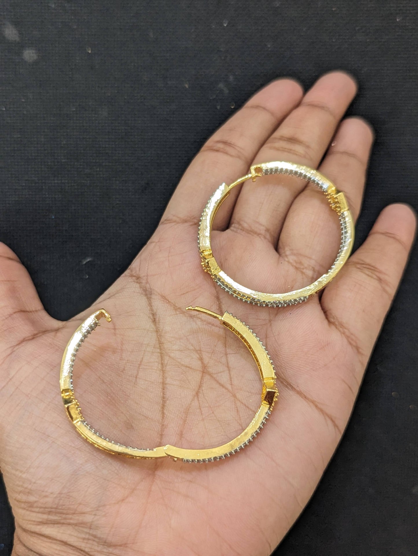 Large Hoop CZ Earrings - D1