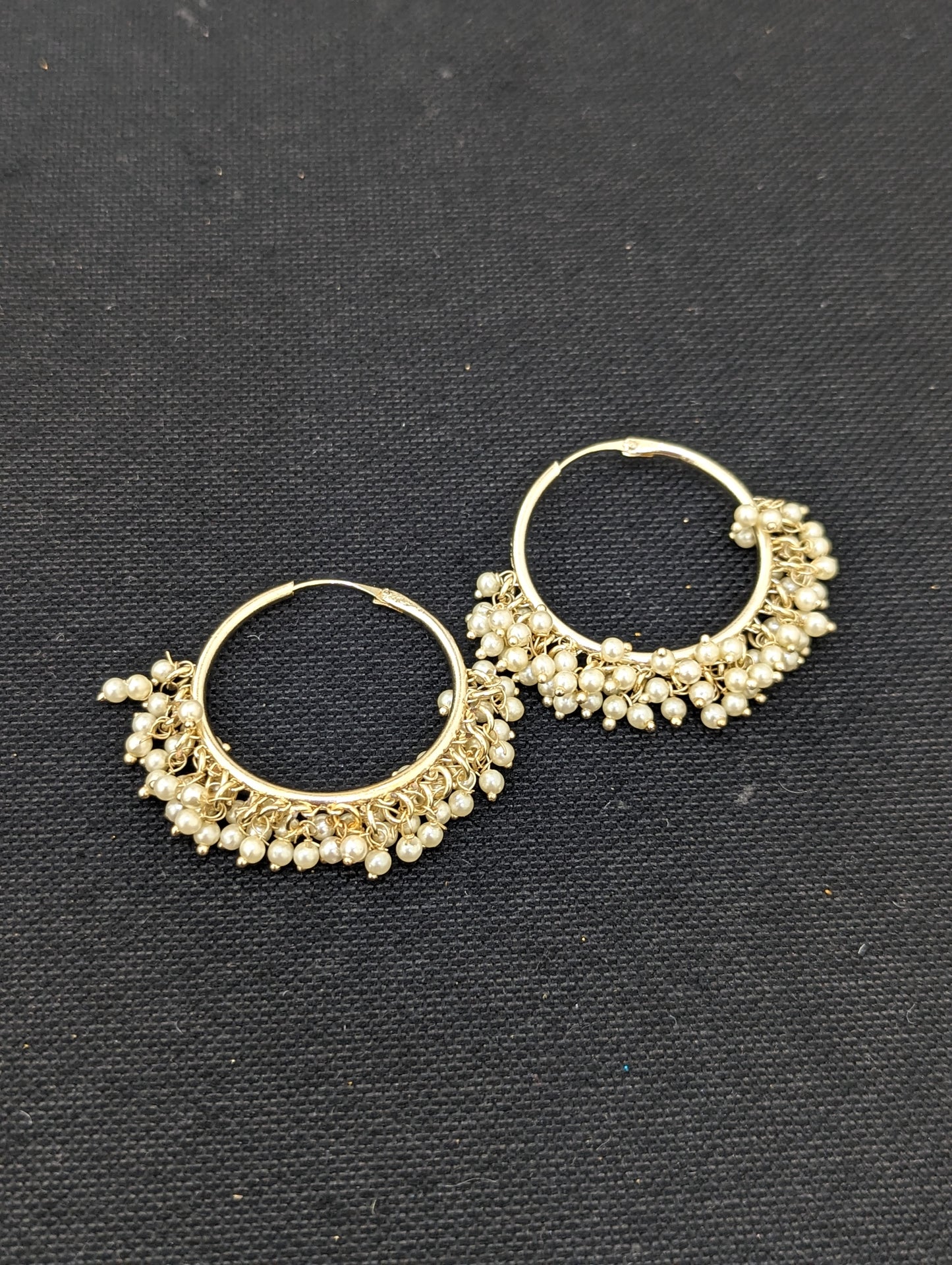 Pearl cluster bead Large hoop earrings