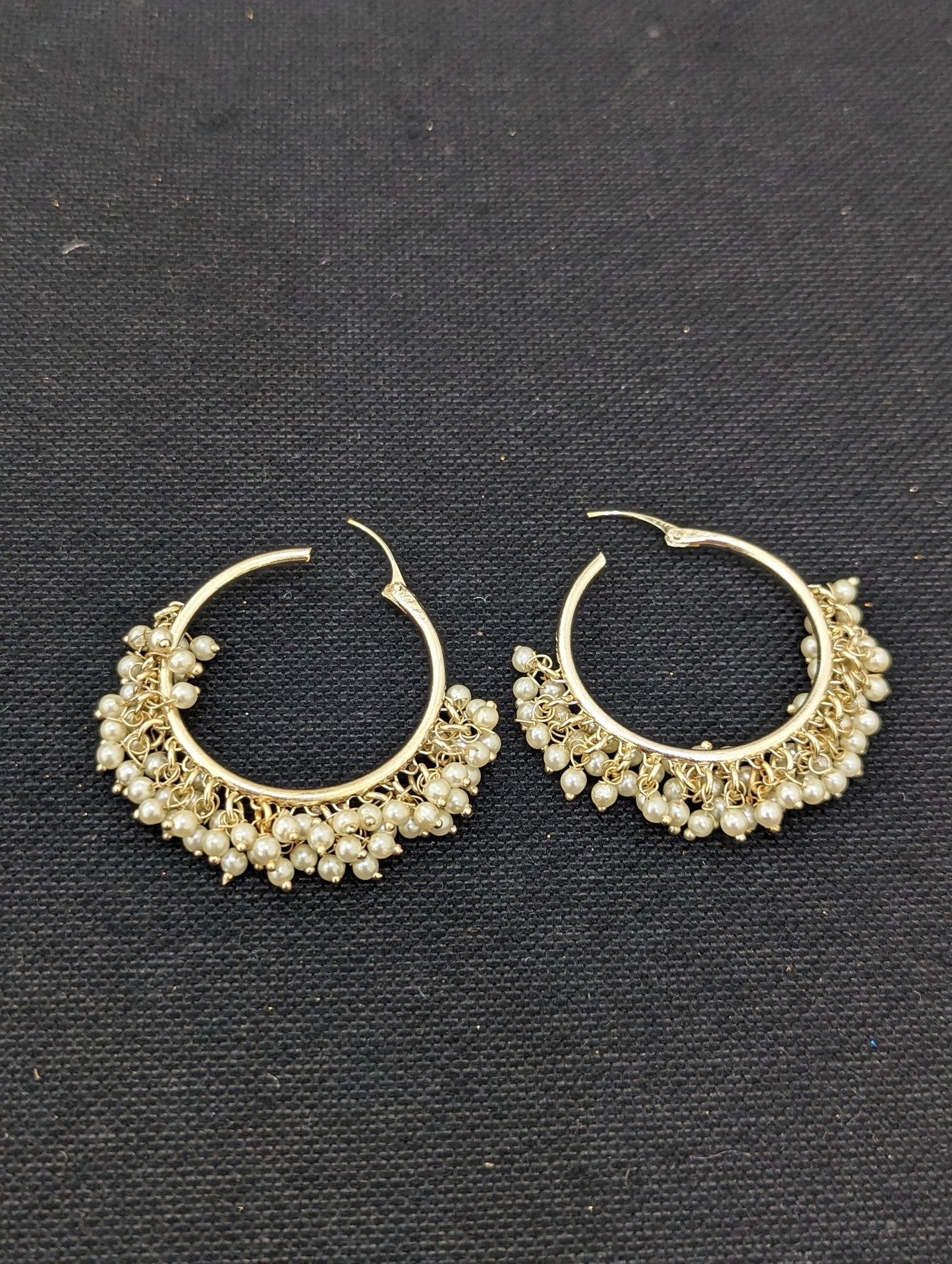Pearl cluster bead Large hoop earrings