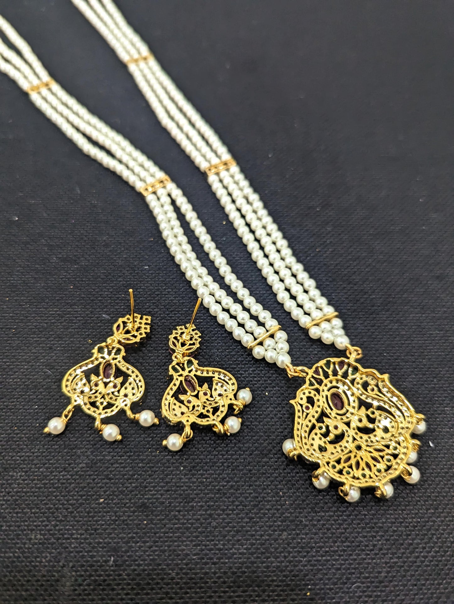 One gram gold plated CZ Long Haram Set