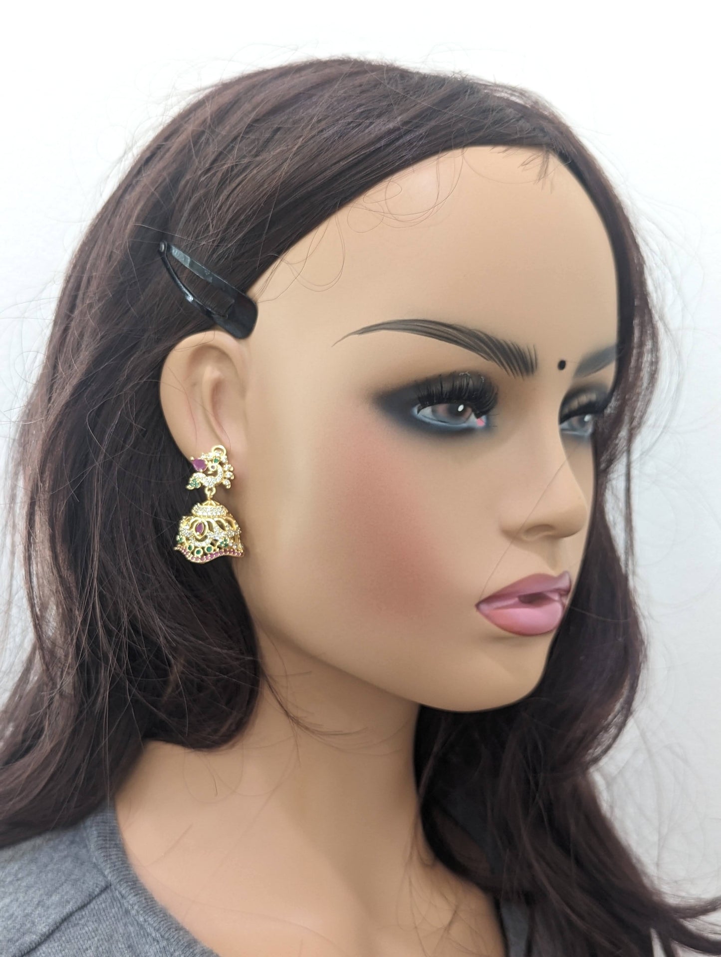 One gram gold plated CZ Jhumka Earrings- D2