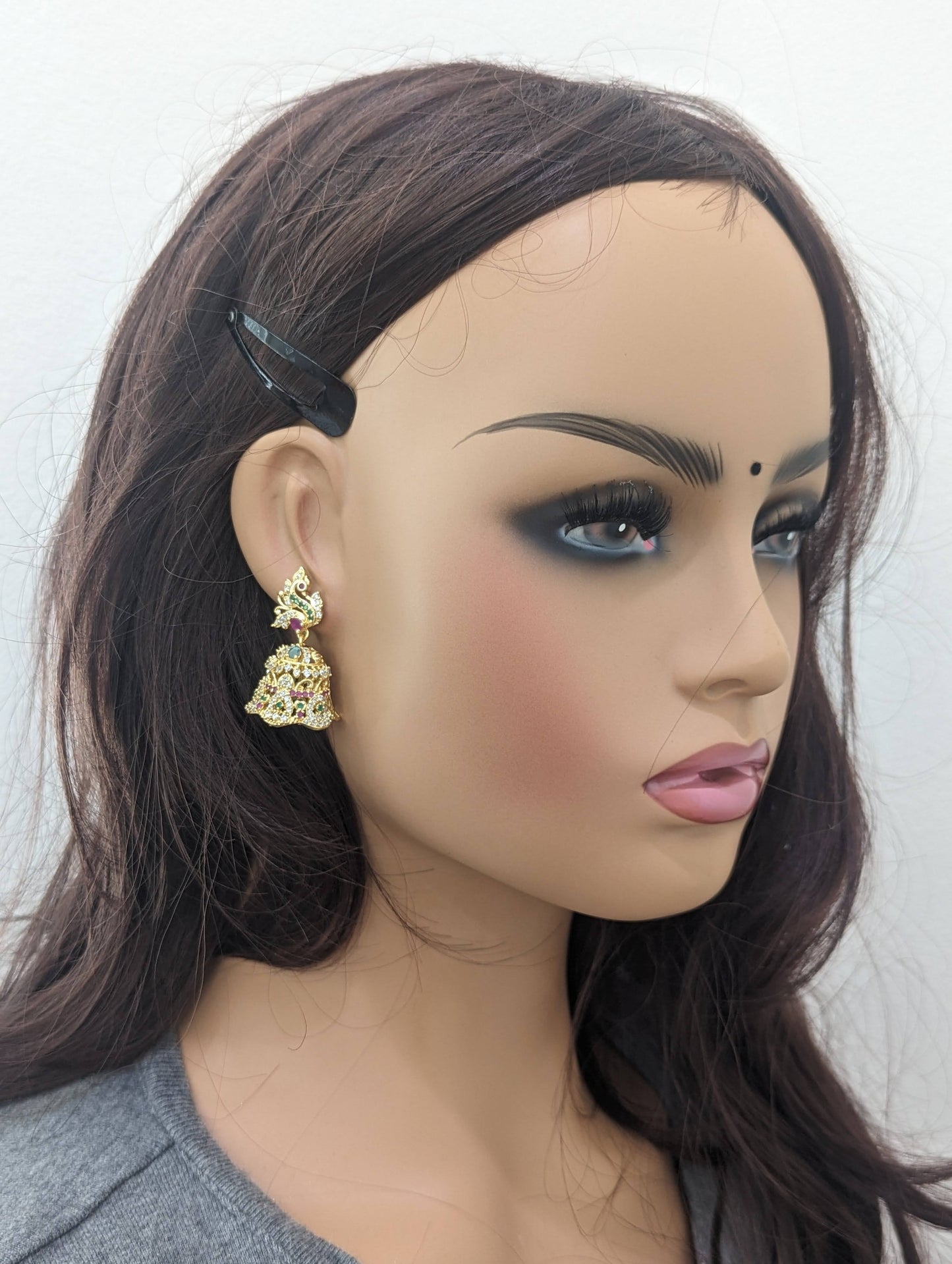 One gram gold plated CZ Jhumka Earrings- D3