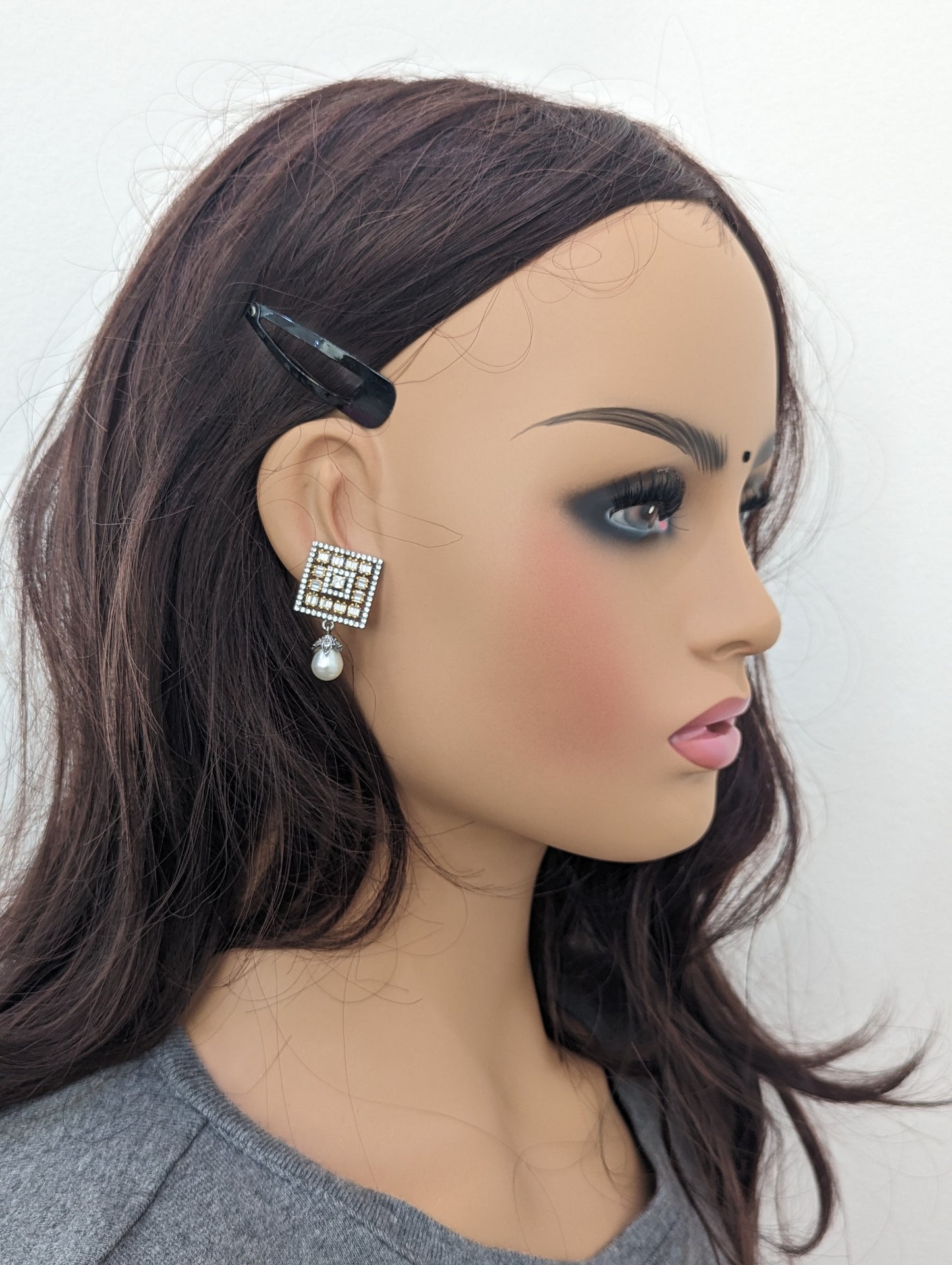 Black plated CZ Stud Earrings