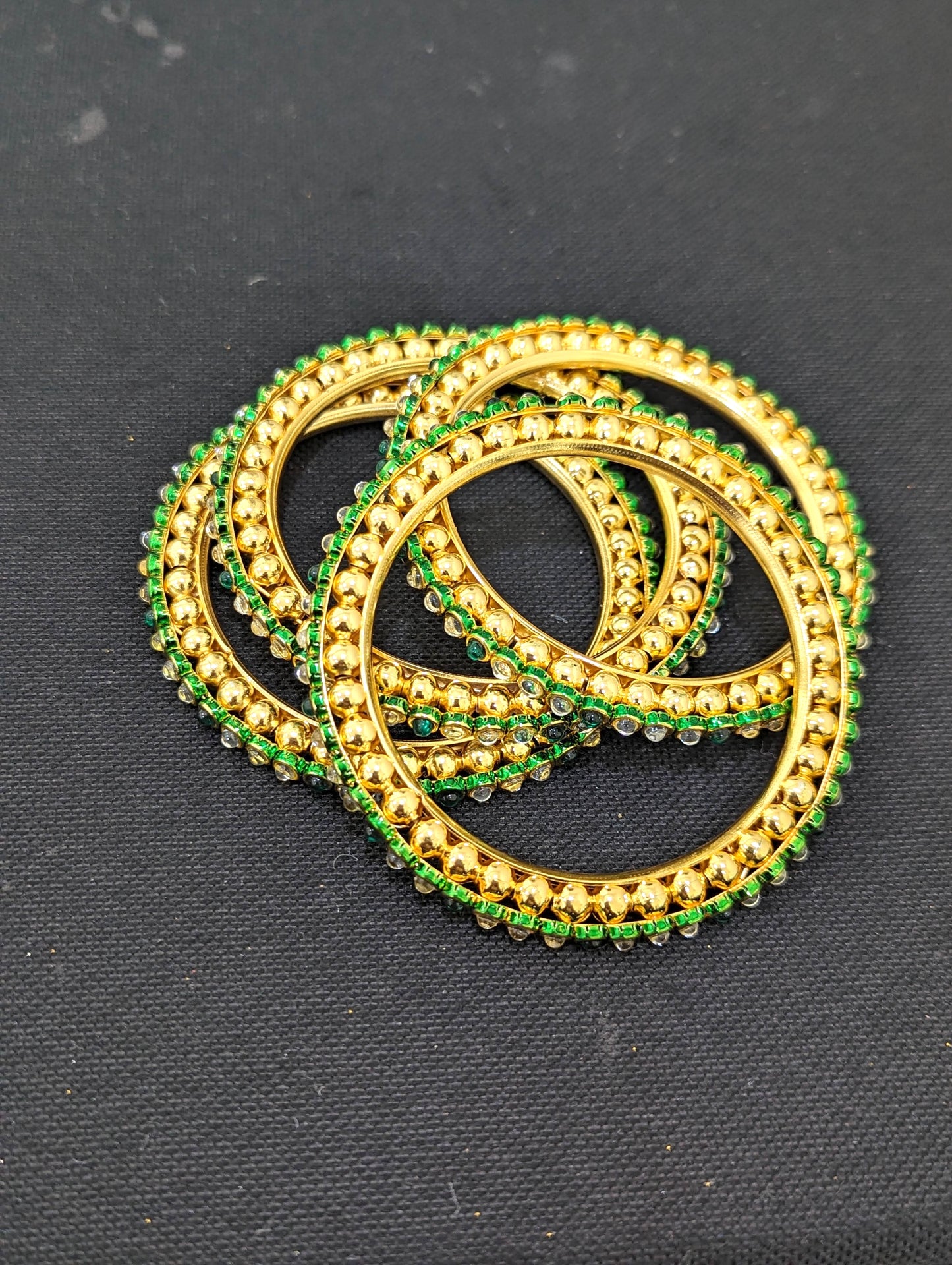 Glass kundan stone embedded Bangles - Set of 4