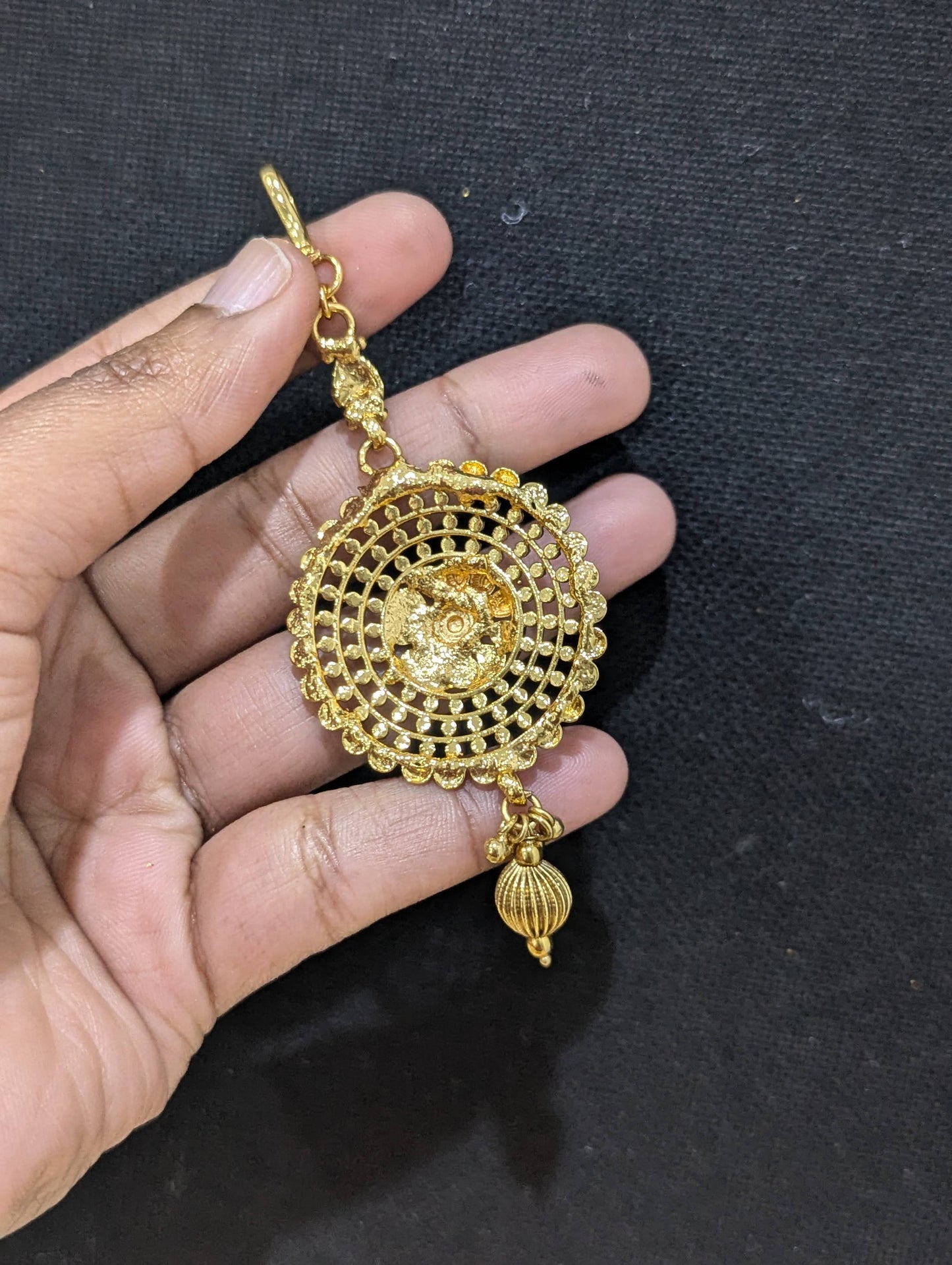 Light Gold plated Maang Tikka - Design 3
