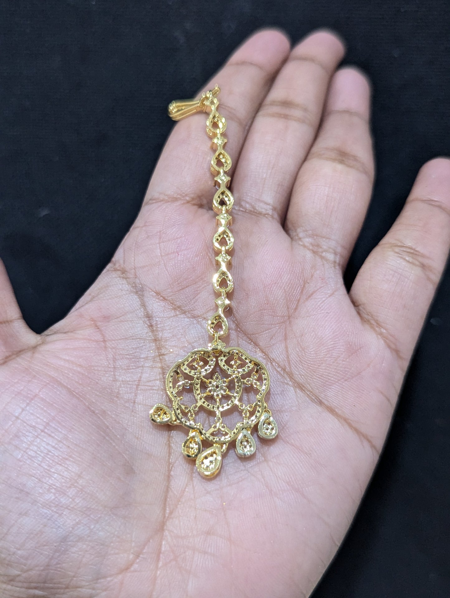 Dual tone gold plated Chandbali Maang Tikka